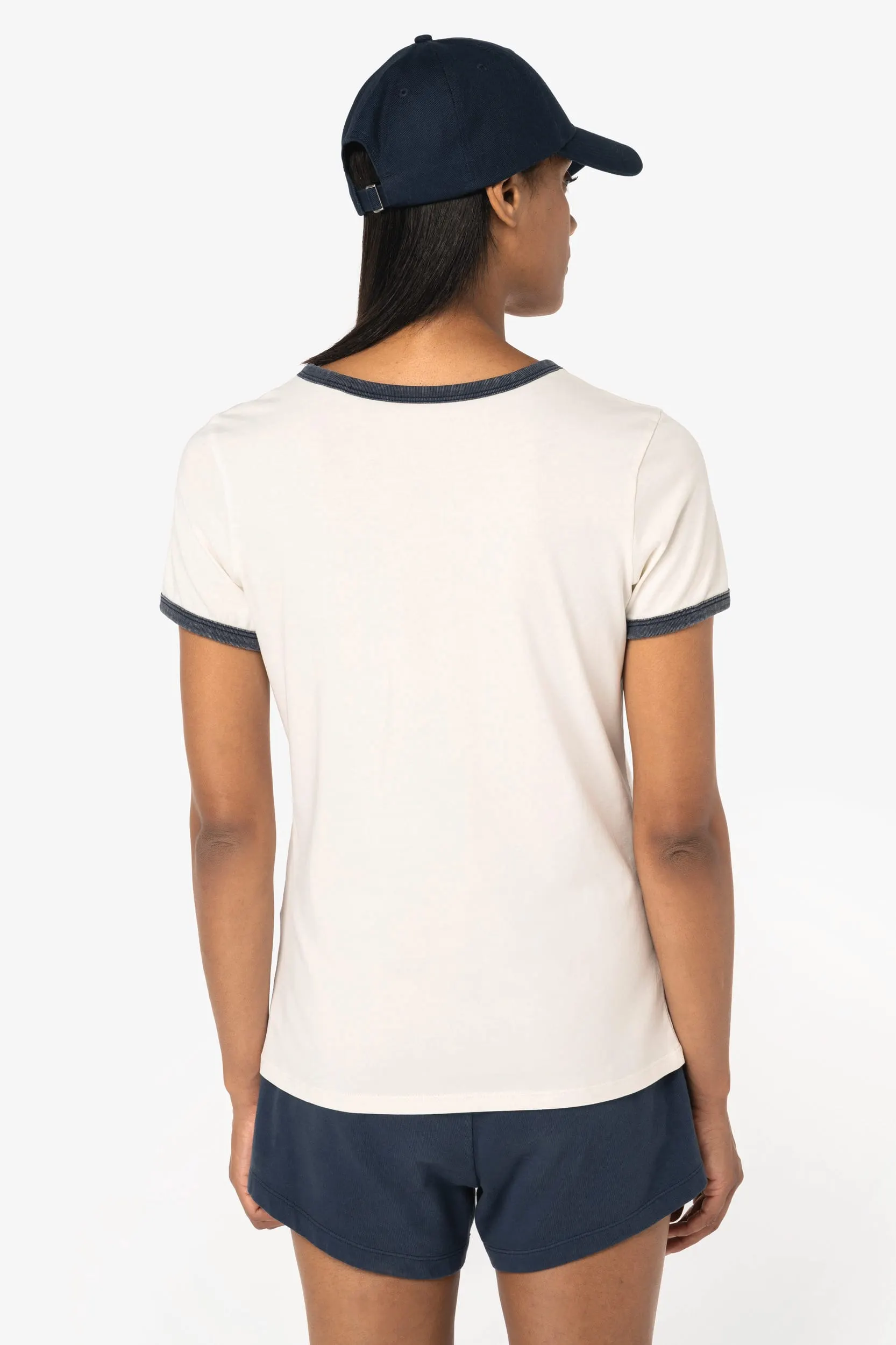 Camiseta ringer ecorresponsable con ribetes contrastados efecto lavado mujer
