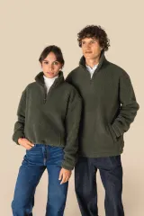 Sudadera de sherpa con 1/4 de cremallera y hombros caídos unisex