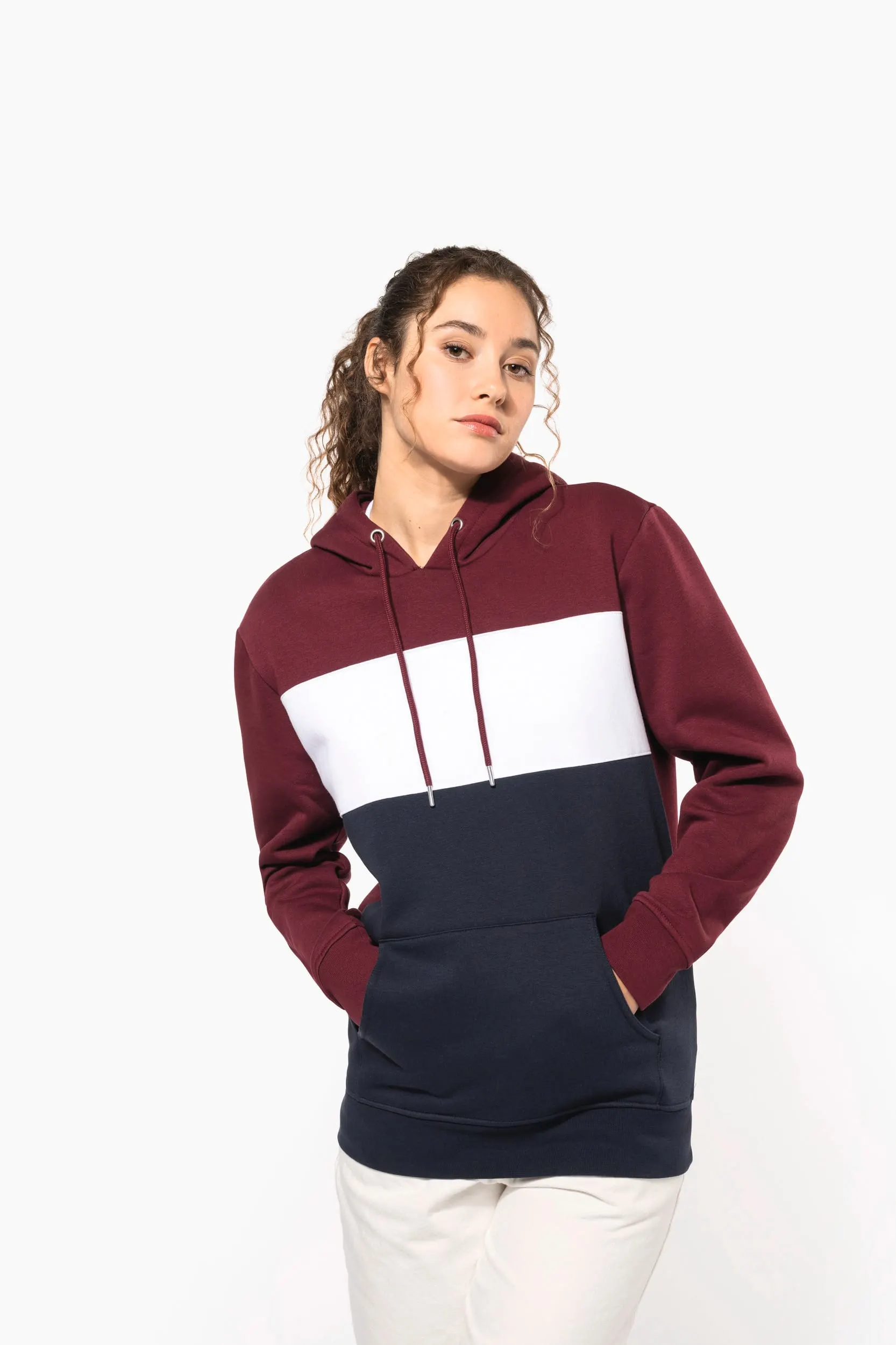 Sudadera tricolor con capucha unisex