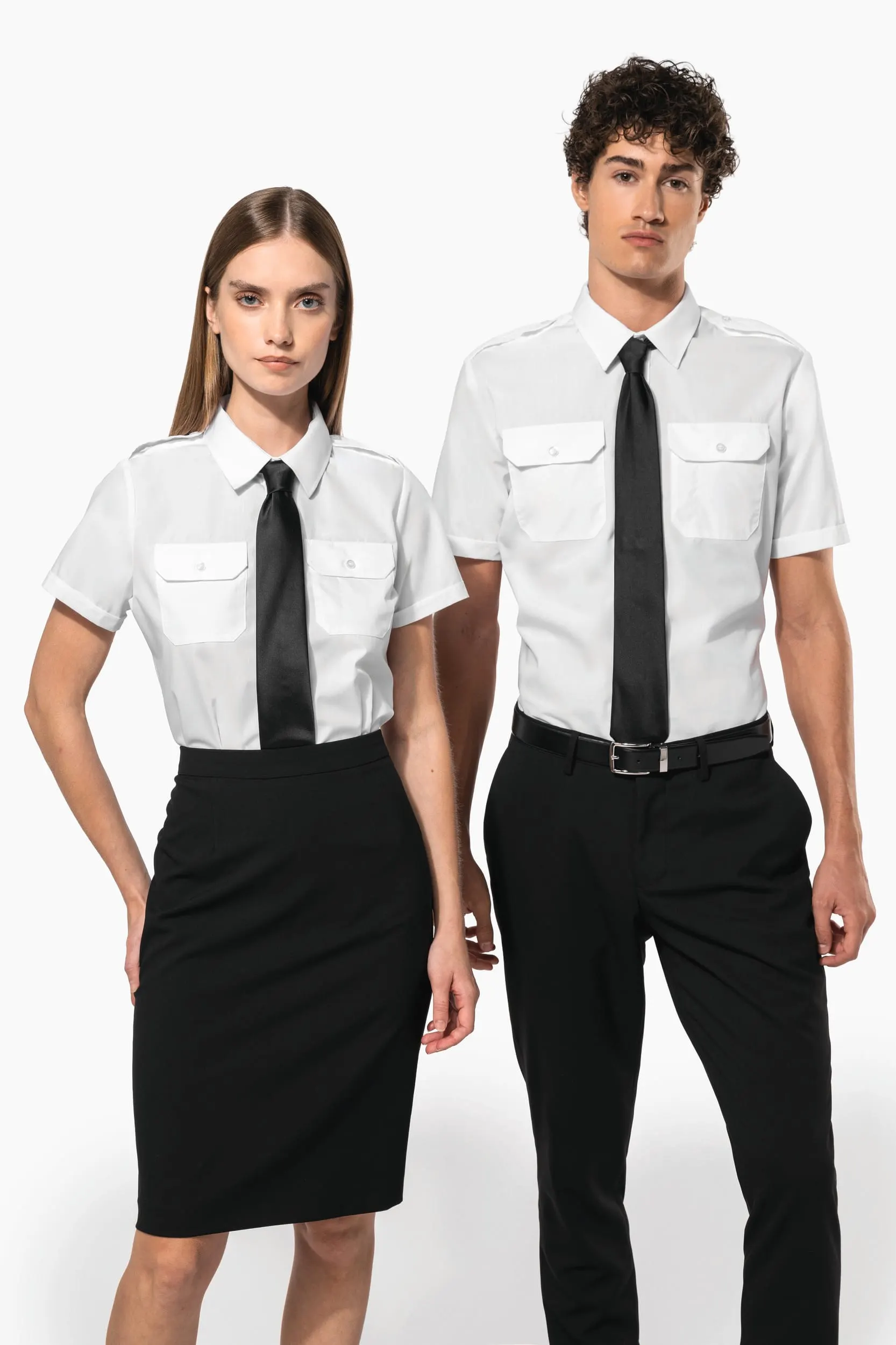 Camisa piloto manga corta hombre