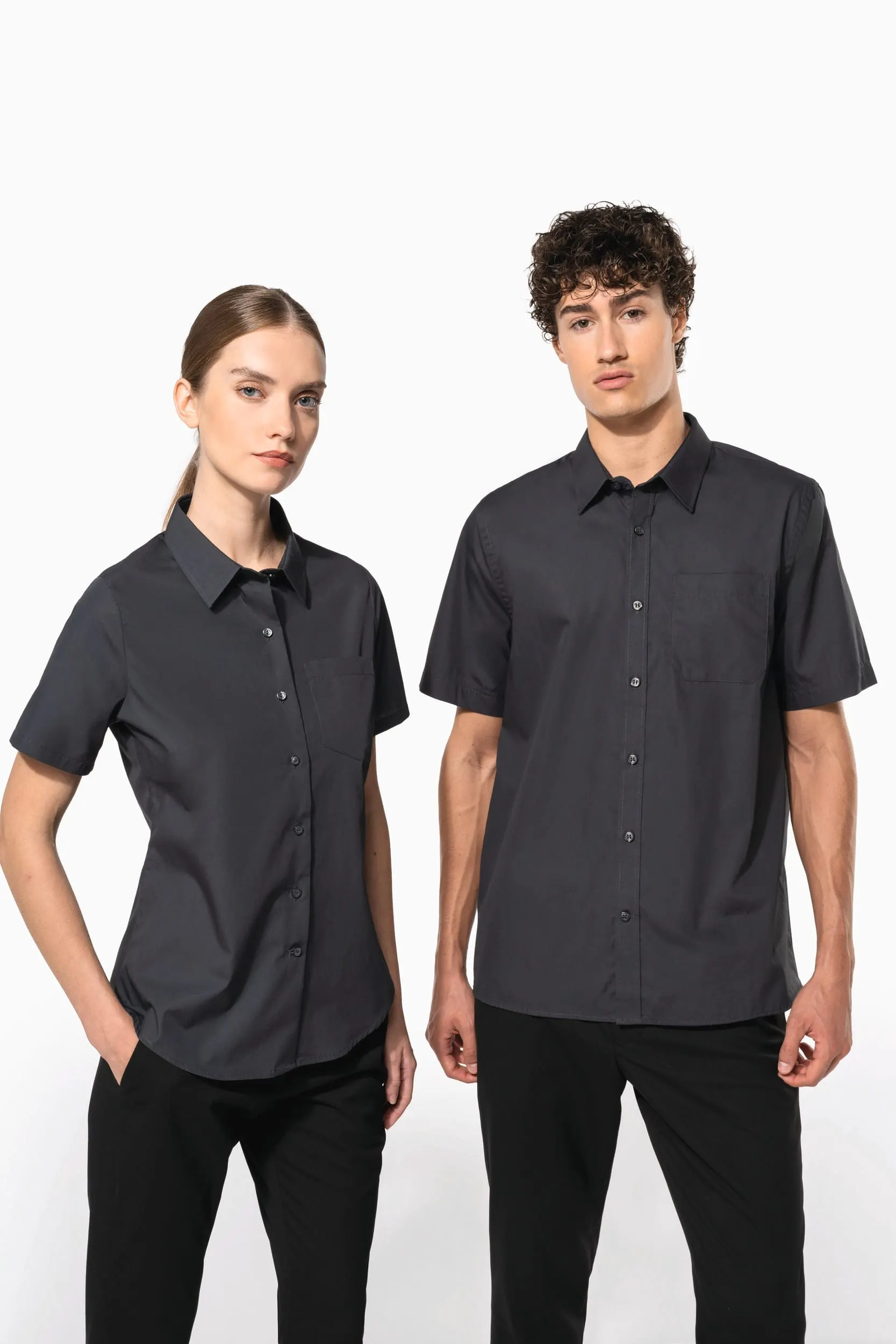Camisa popelina manga corta hombre