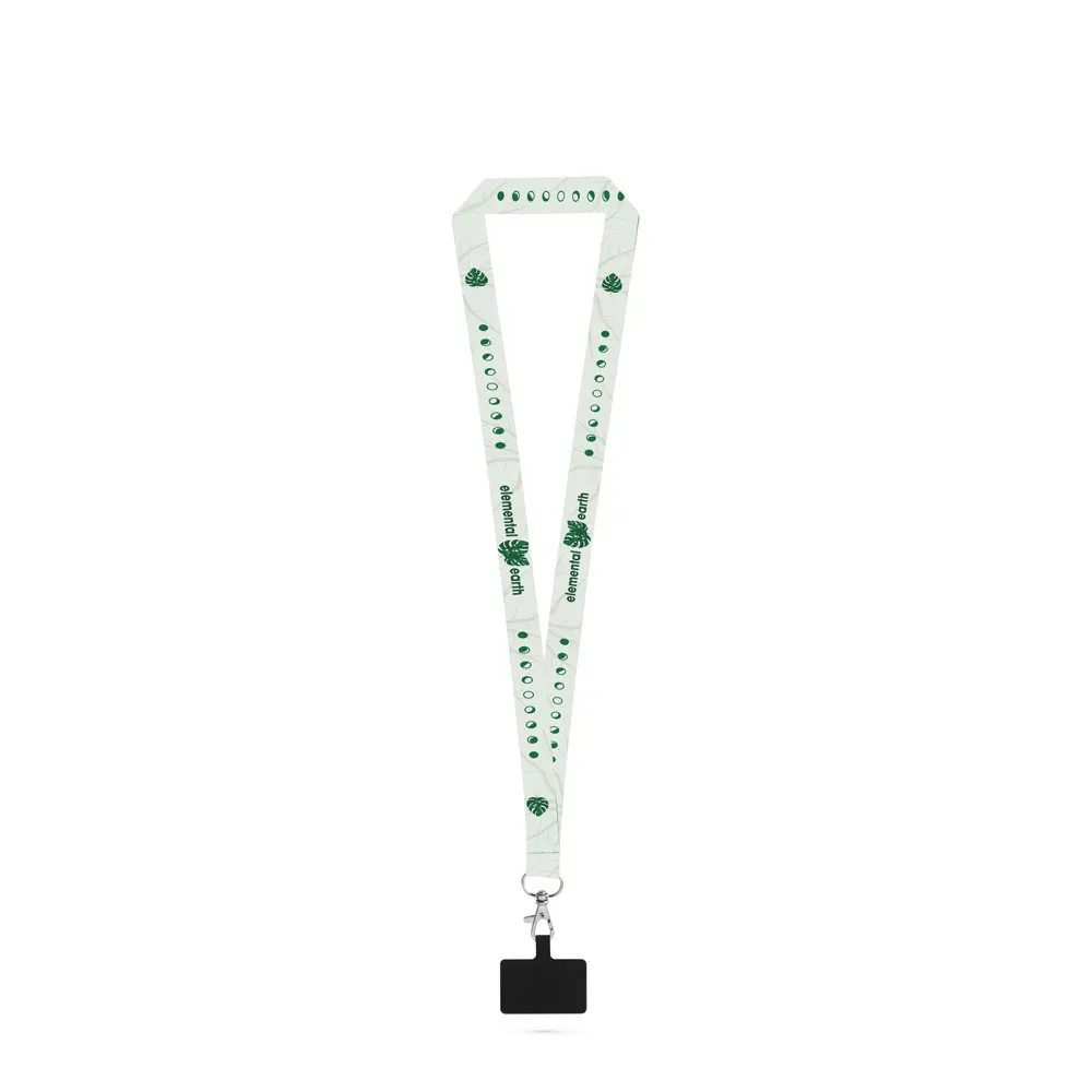 HARLOW. SET Lanyard SUBLIMACIÓN Largo II (20 mm) con mosquetón de gatillo de 20 mm y soporte para teléfono móvil