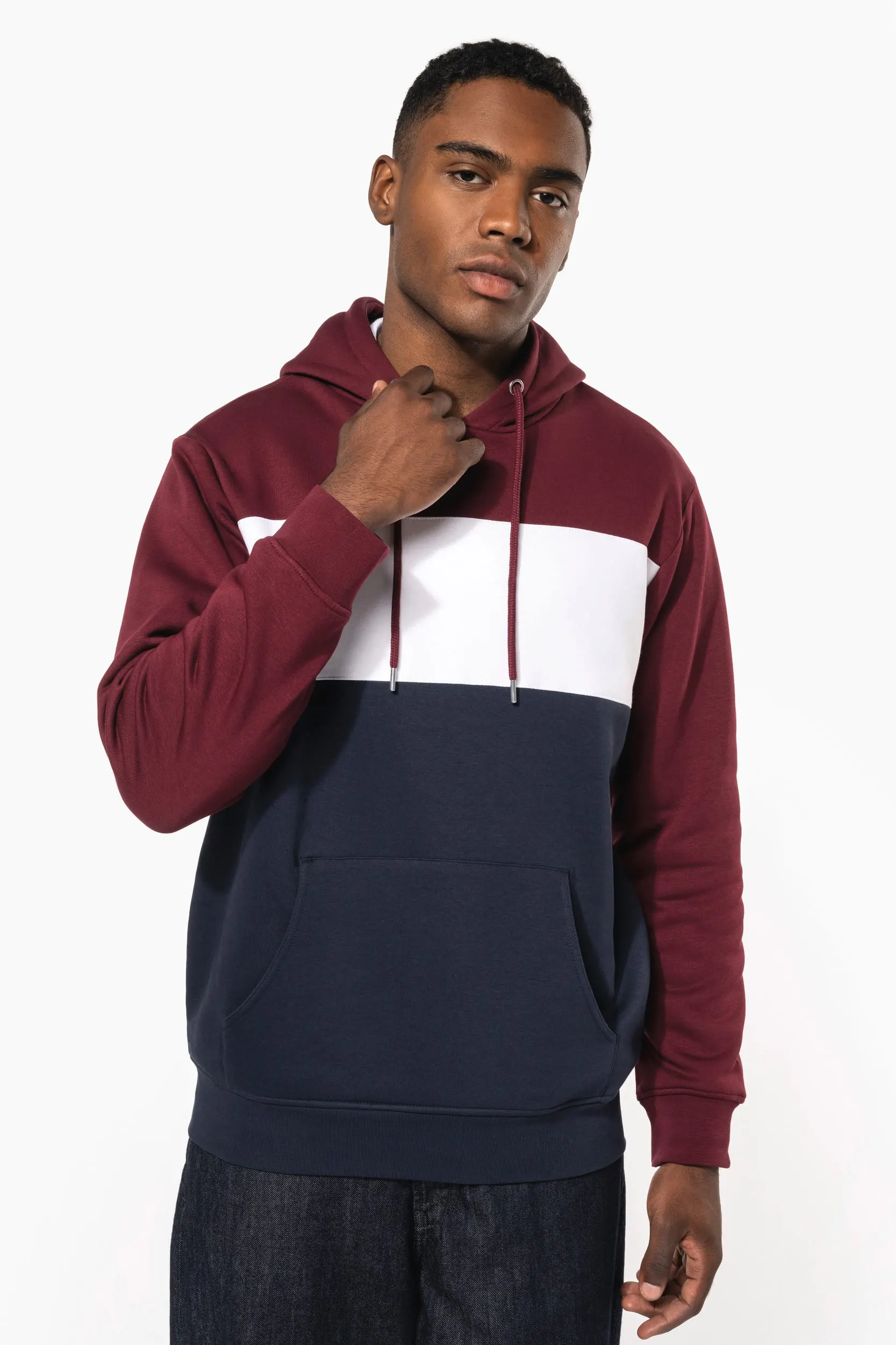 Sudadera tricolor con capucha unisex