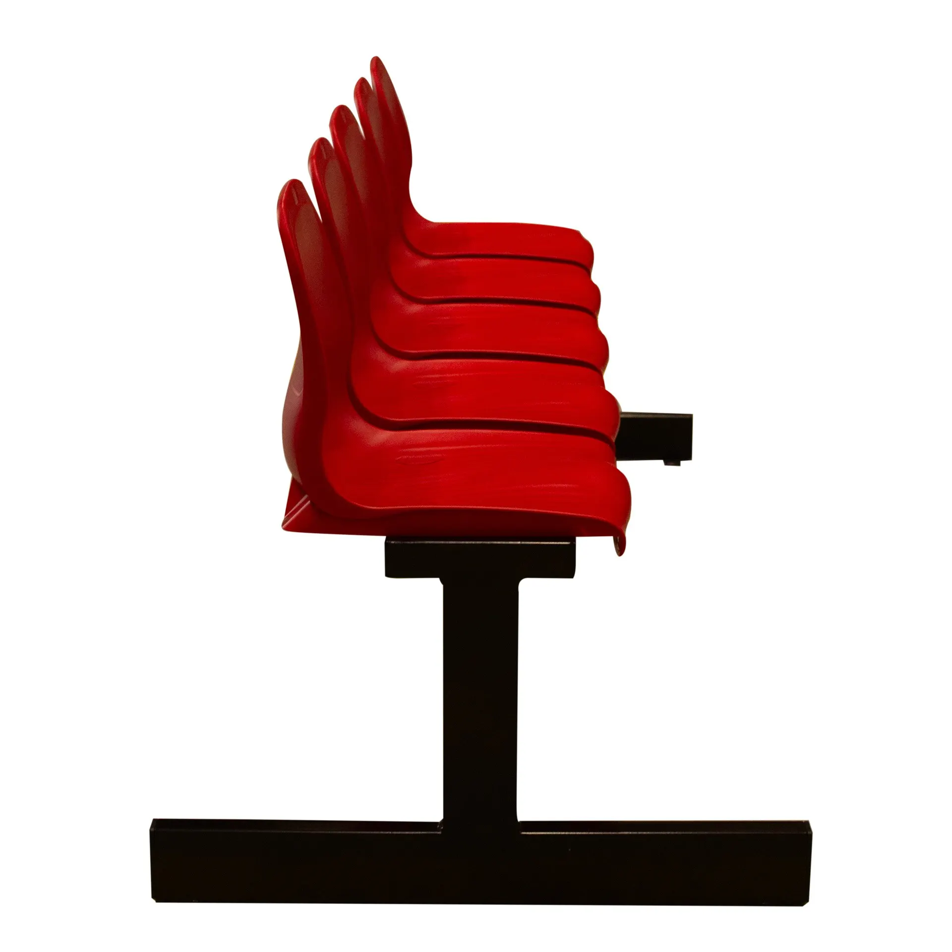 BANCO METÁLICO NEW CON ASIENTO ROJO PVC -5 PLAZAS- RESPALTO ALTO