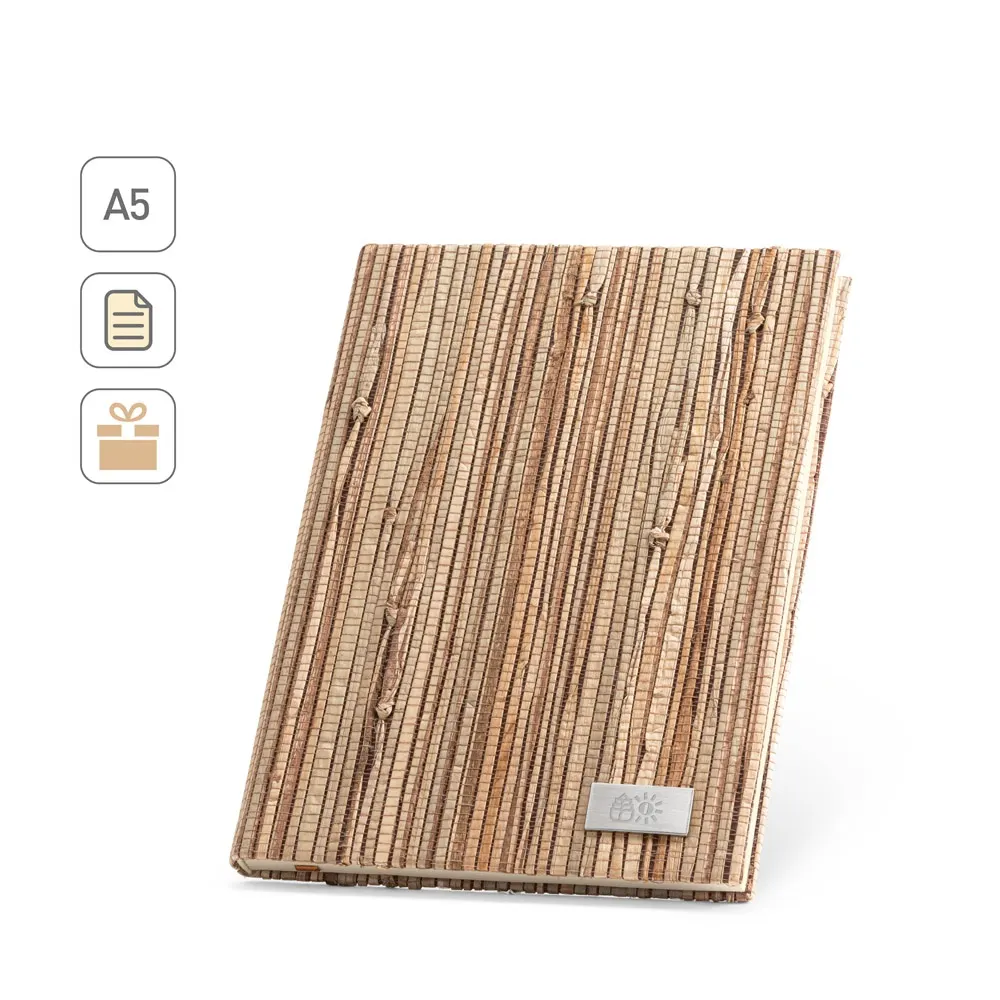 NERUDA. Libreta A5 con tapa dura en fibra de paja natural