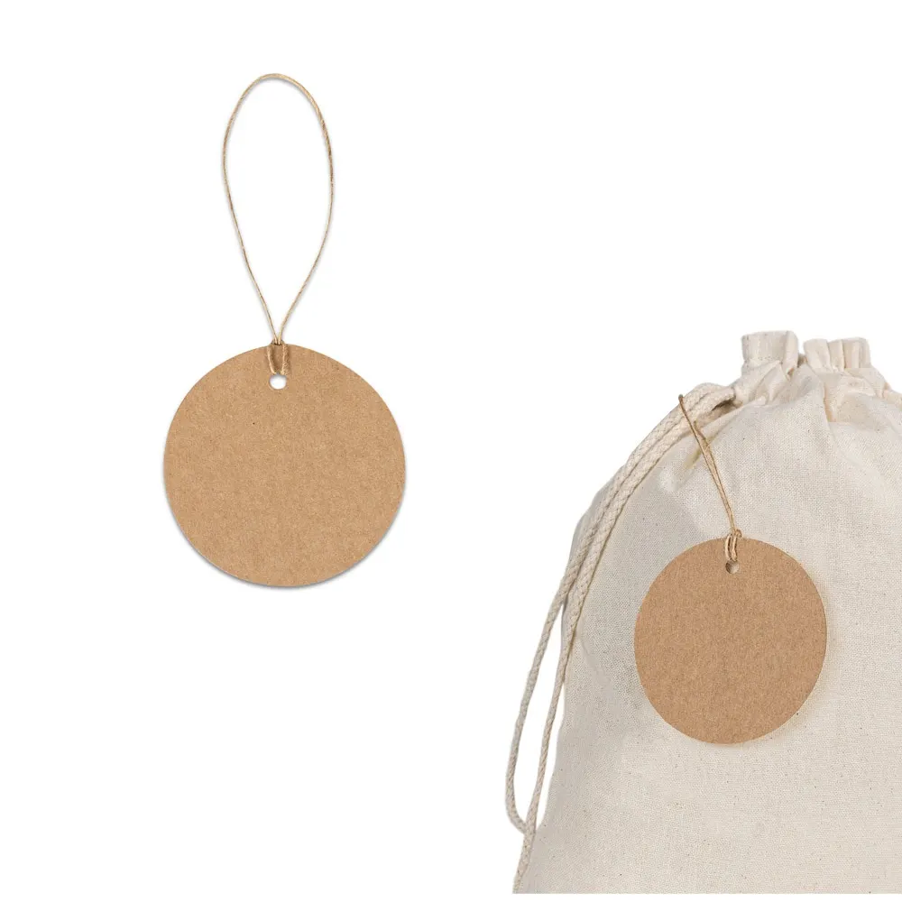 LABEL ROUND. Etiqueta fabricada con papel 100 % reciclado (700 g/m²) de forma circular