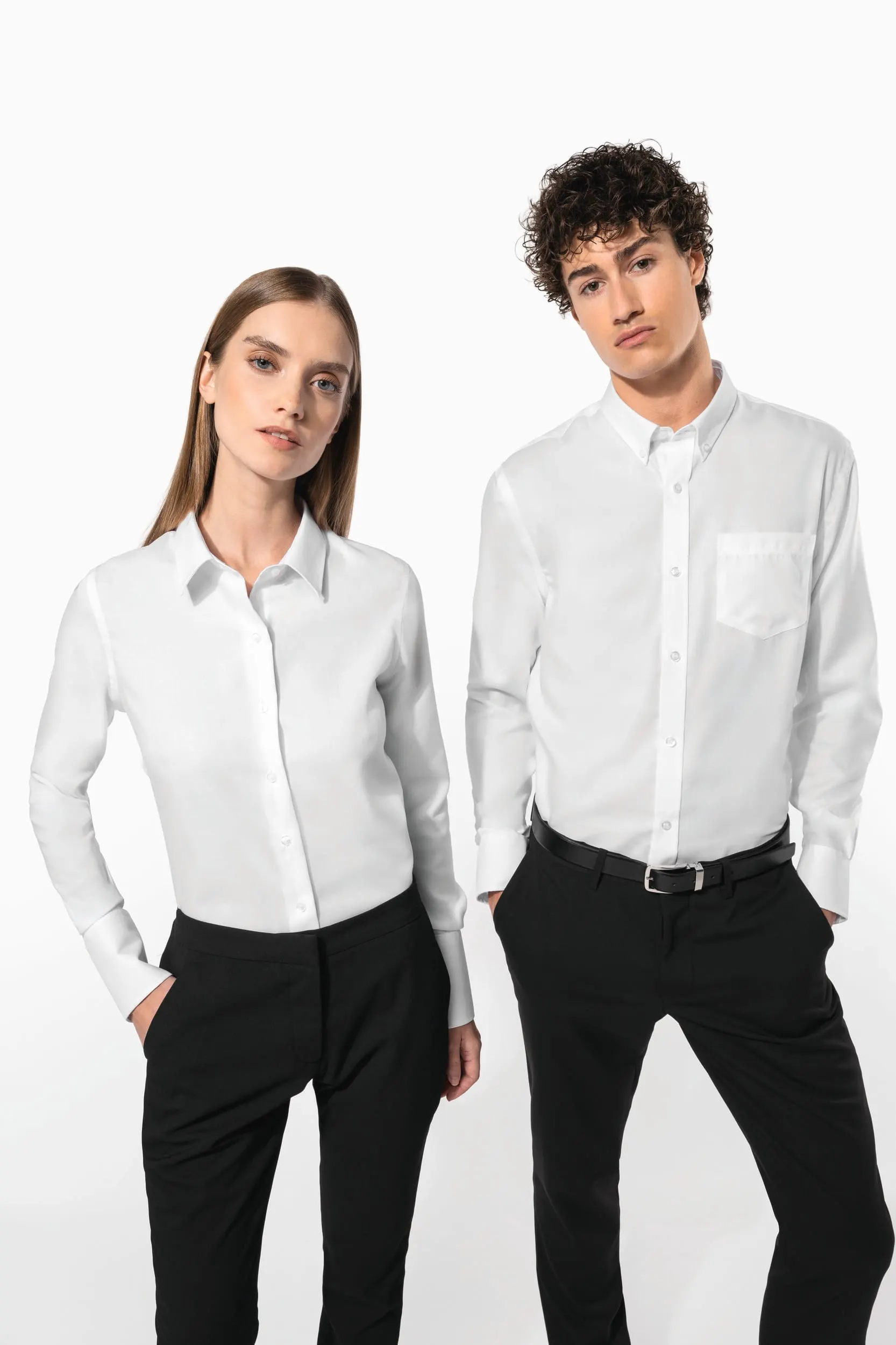 Camisa no-plancha manga larga mujer