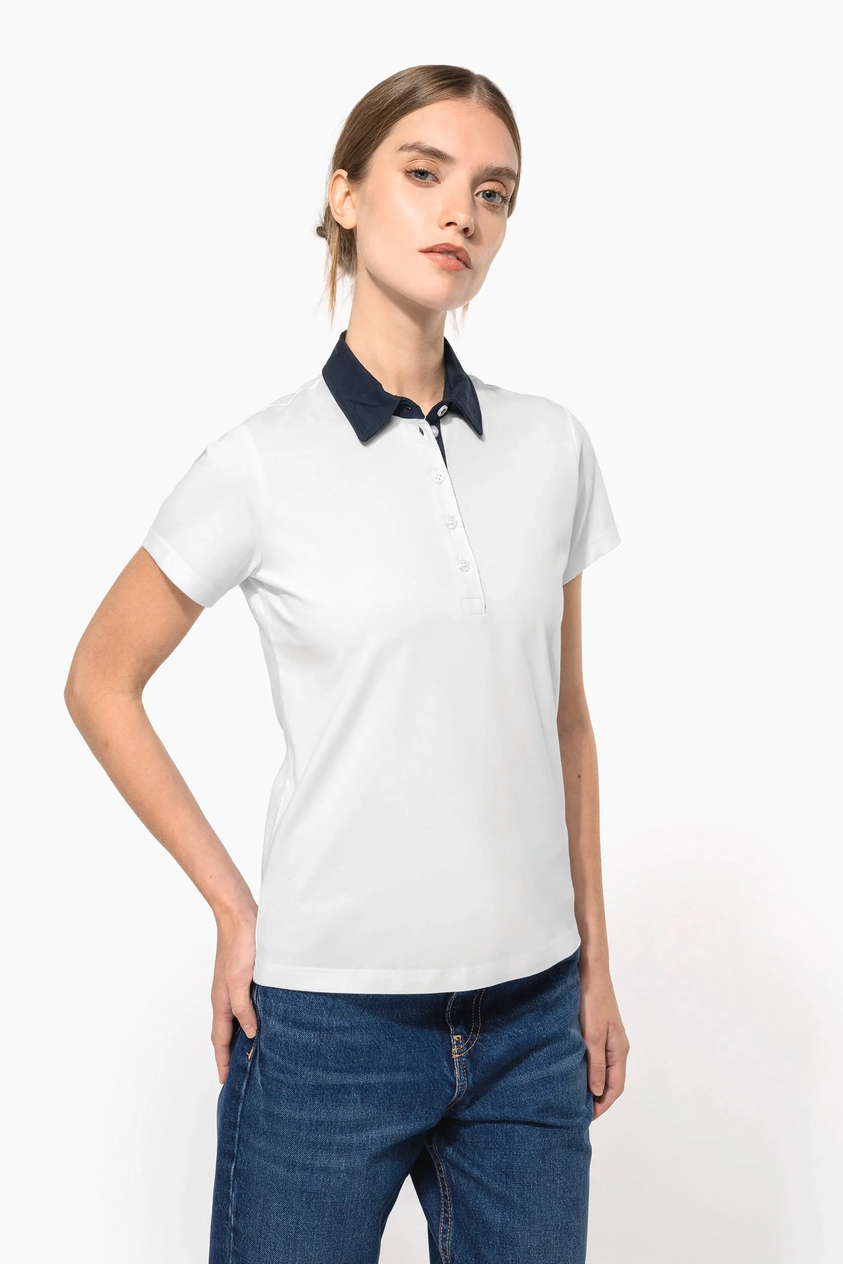 Polo jersey bicolor mujer