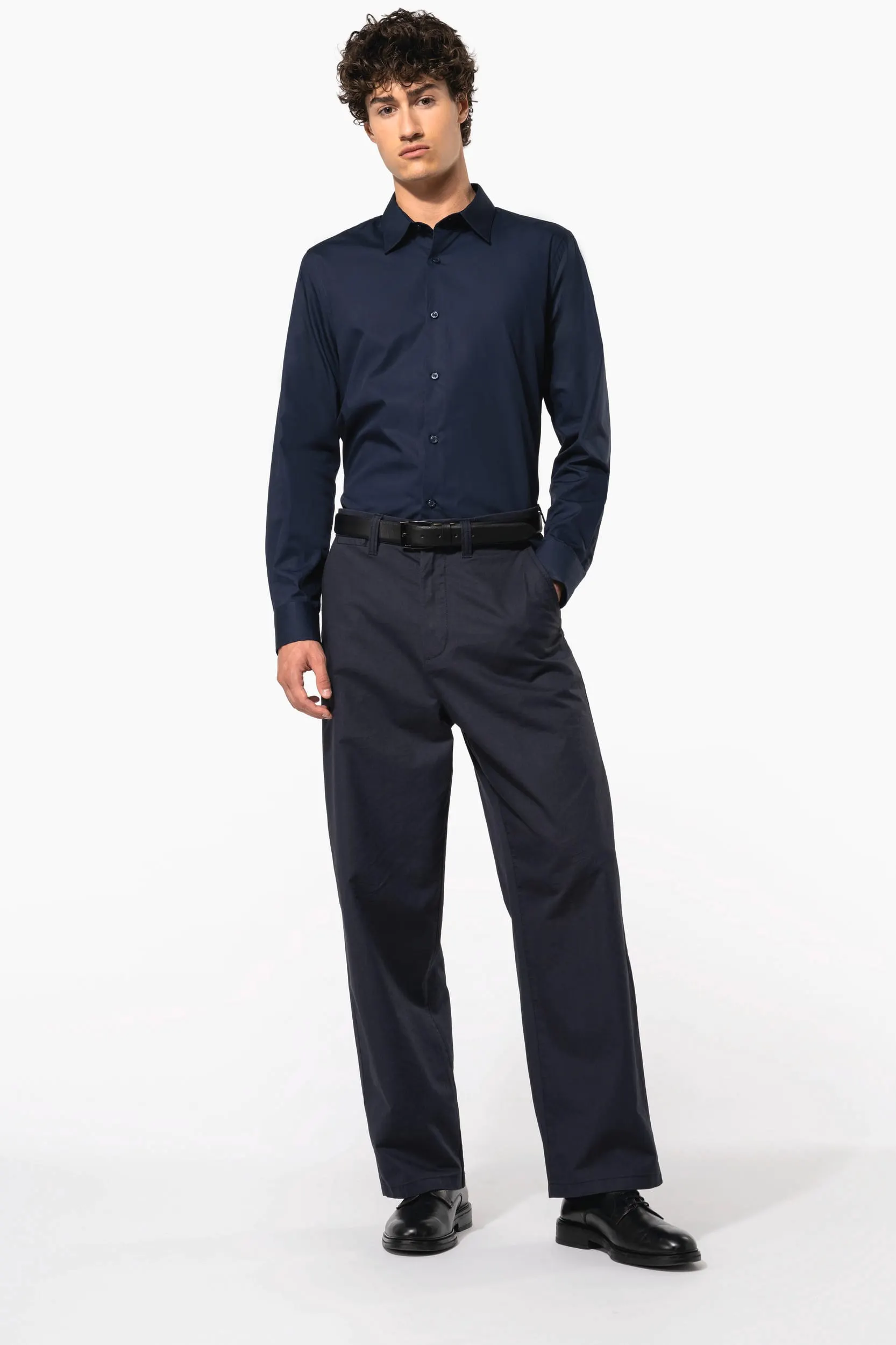 Camisa popelina manga larga hombre