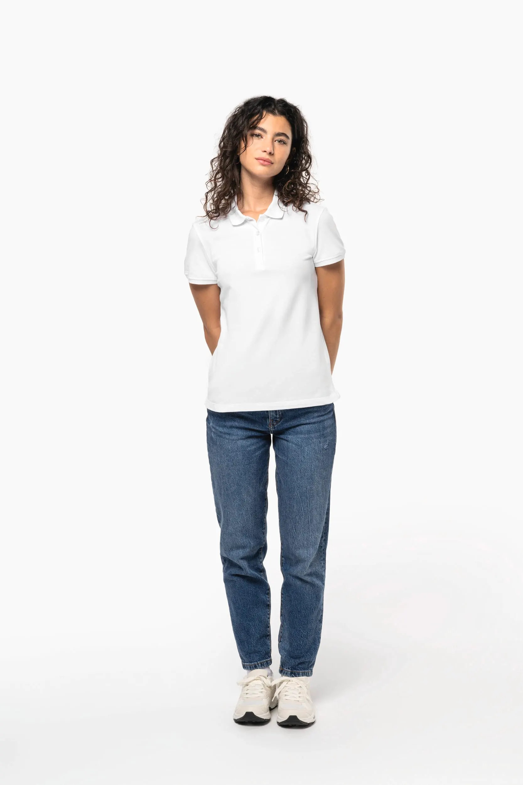 Polo de punto piqué manga corta mujer