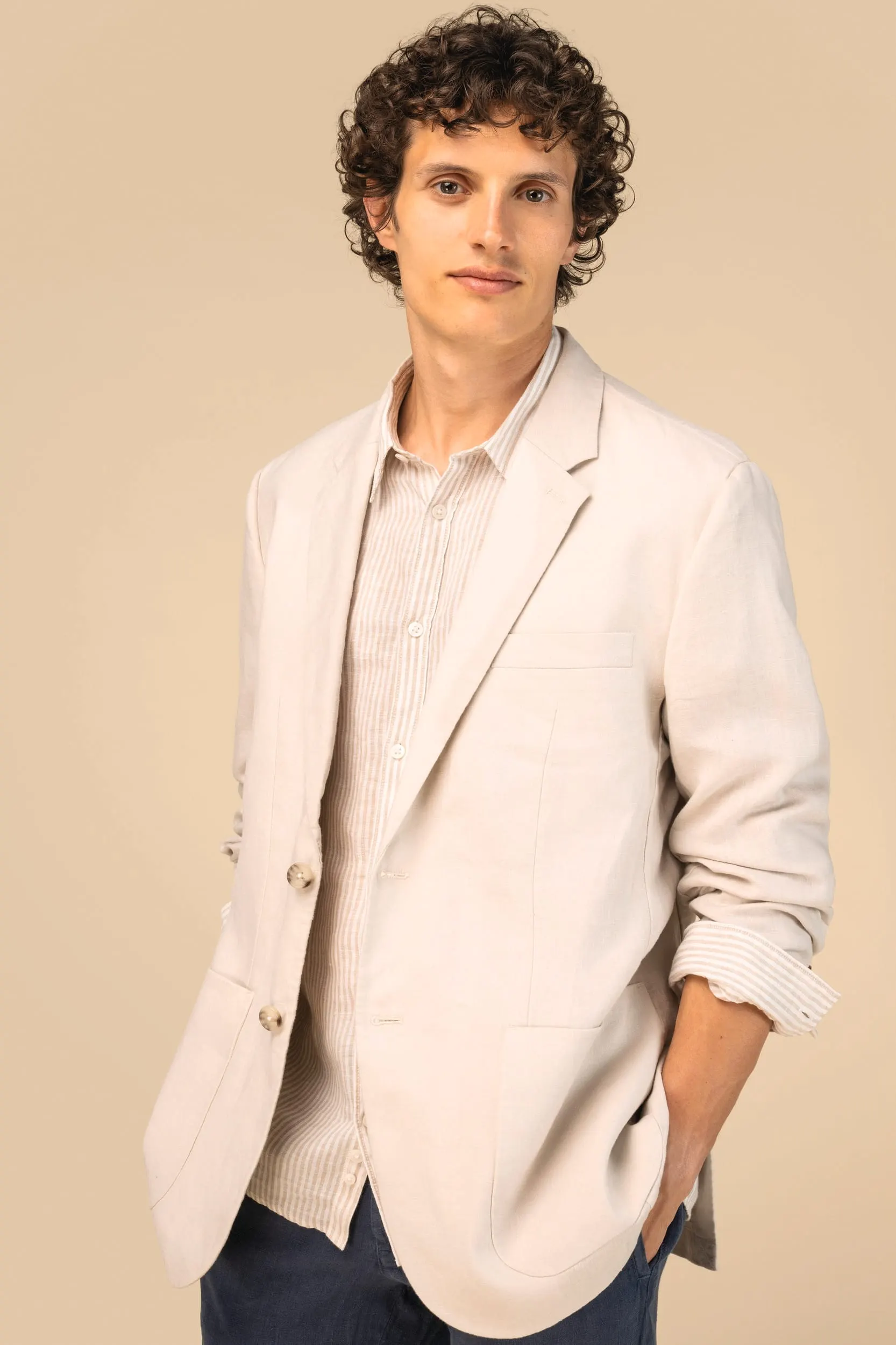 Blazer efecto lavado de lino hombre