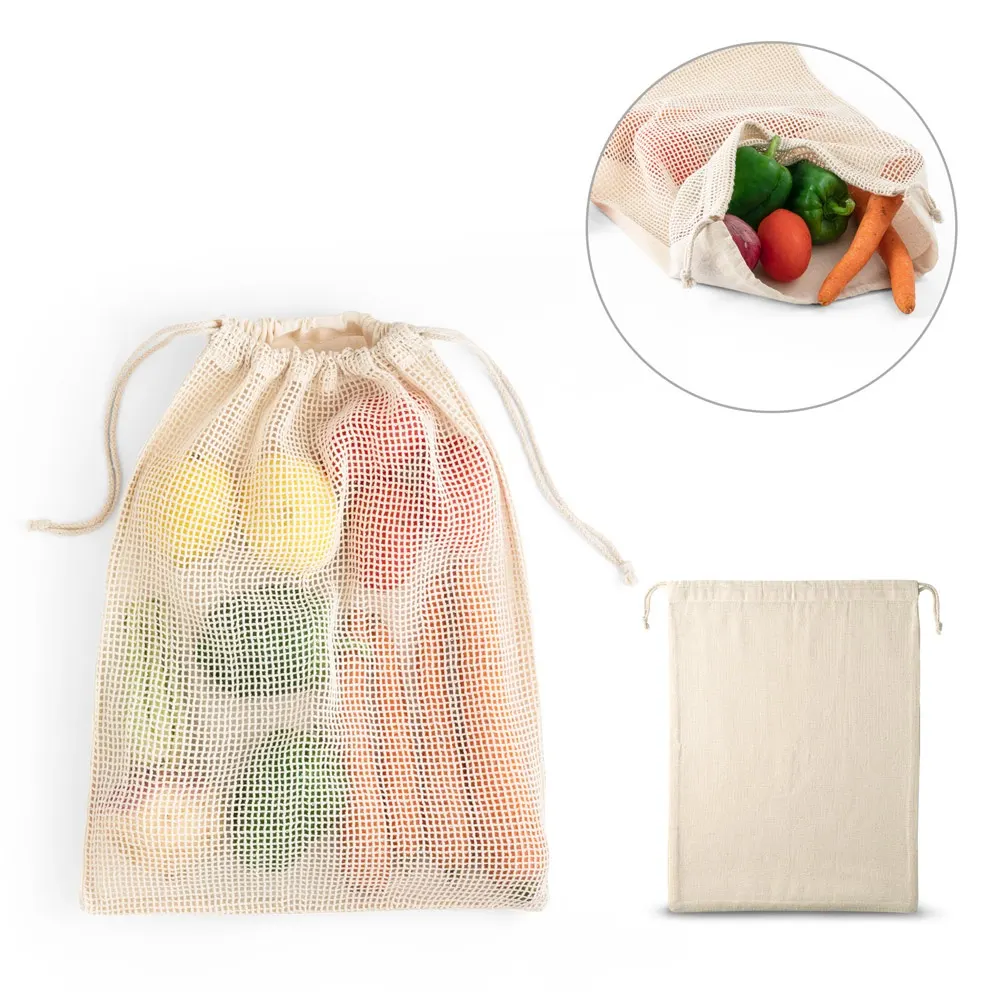 NAPOLI. Bolsa de algodón 100% (120 g/m²) con malla de algodón 100% en la parte delantera (100 g/m²)