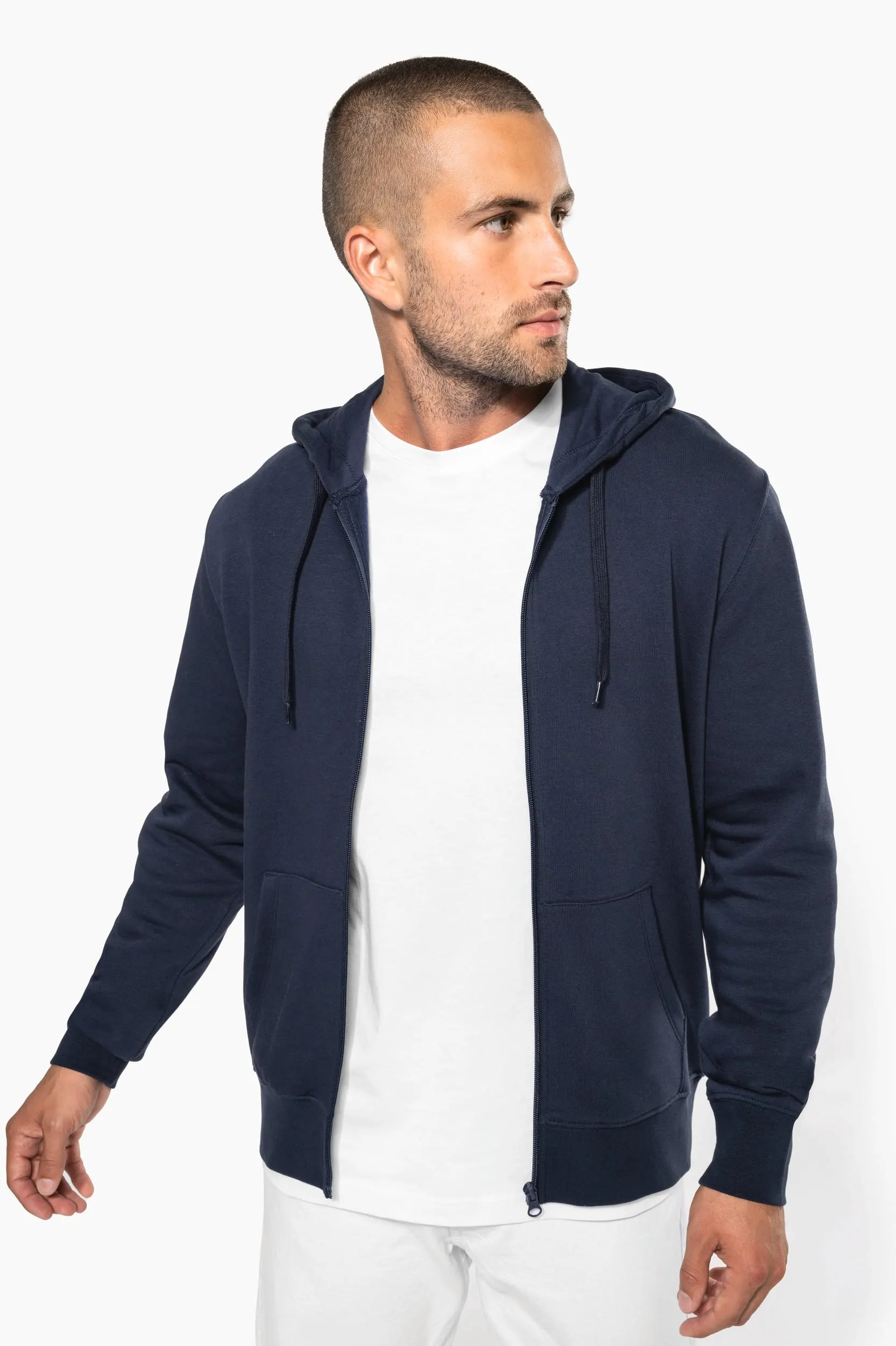 Sudadera con capucha y cremallera ecorresponsable hombre