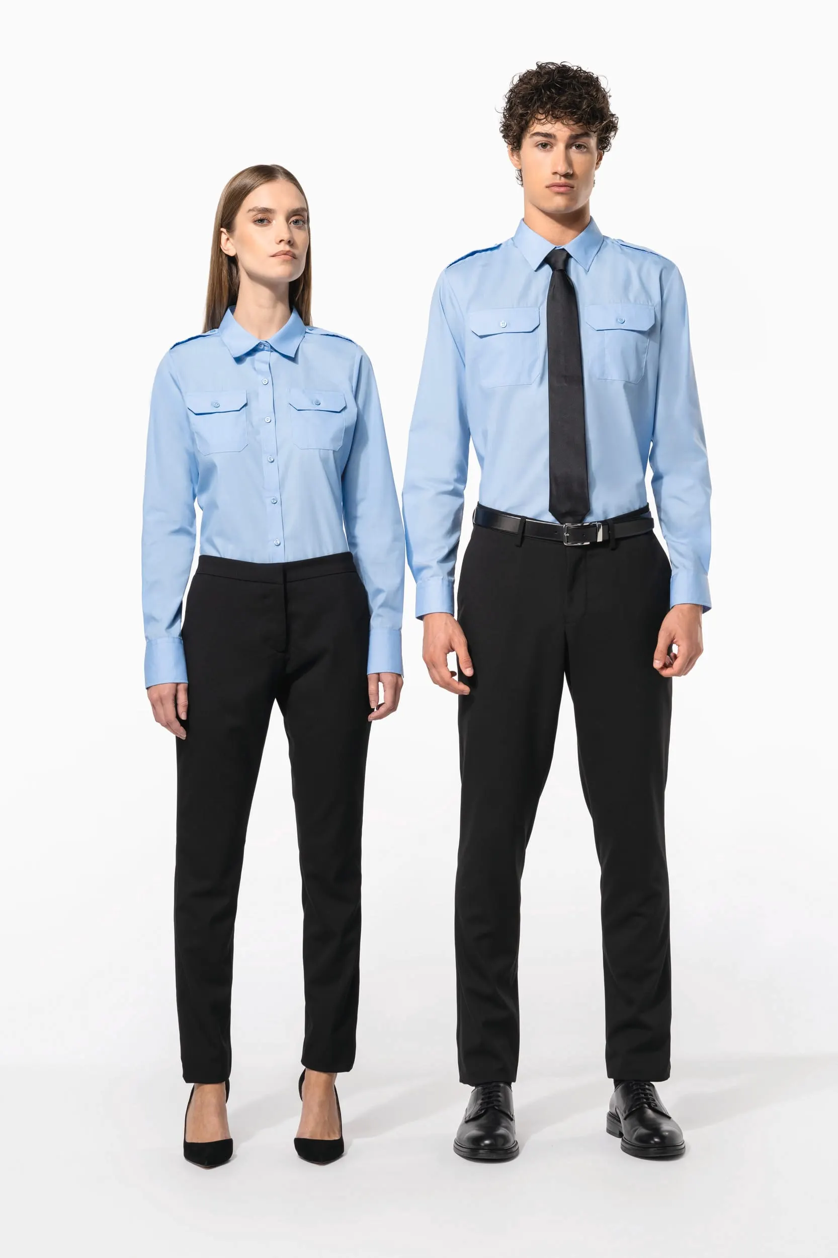 Camisa piloto manga larga mujer