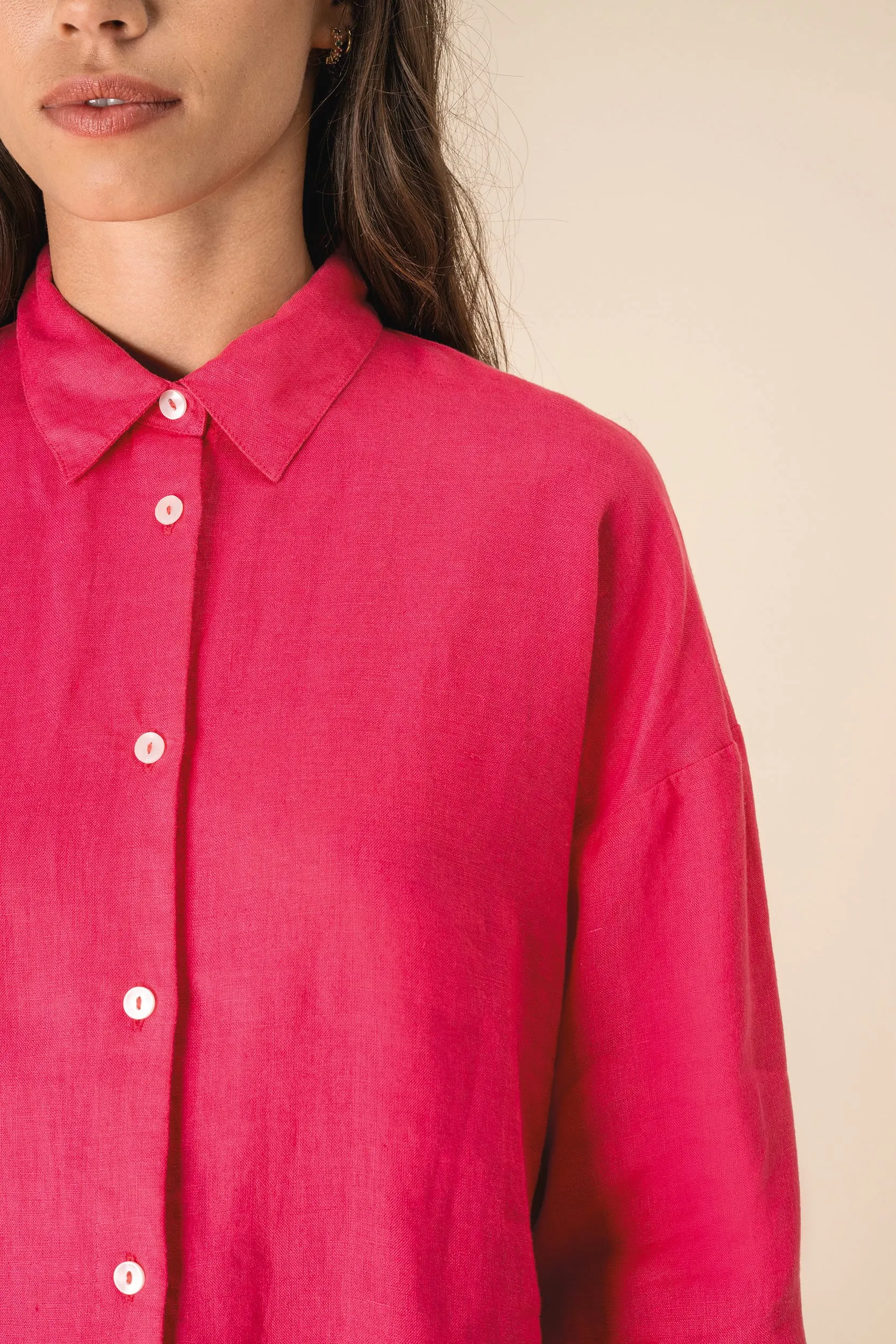 Camisa de lino oversize mujer