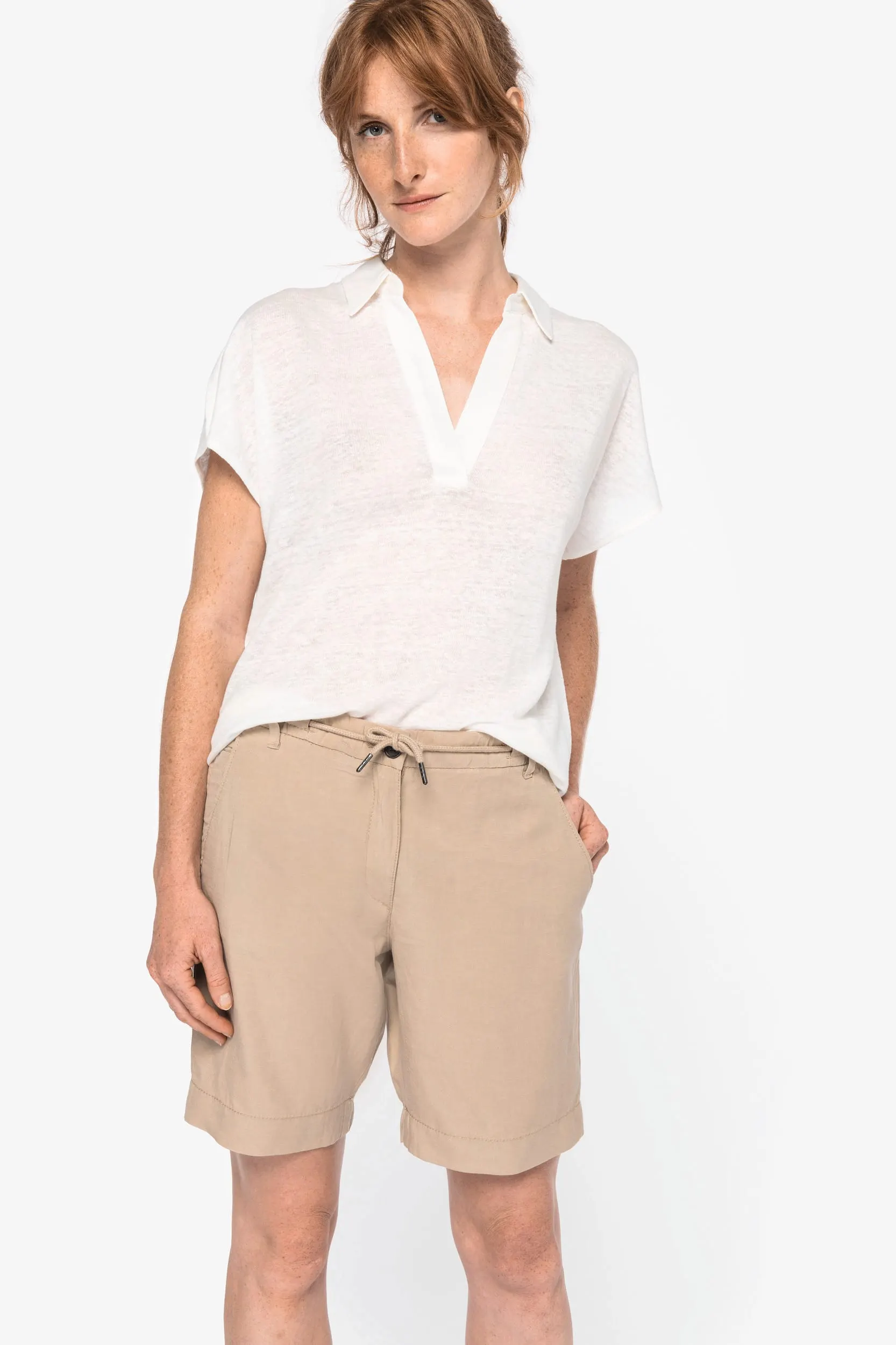 Bermuda de lyocell y lino mujer