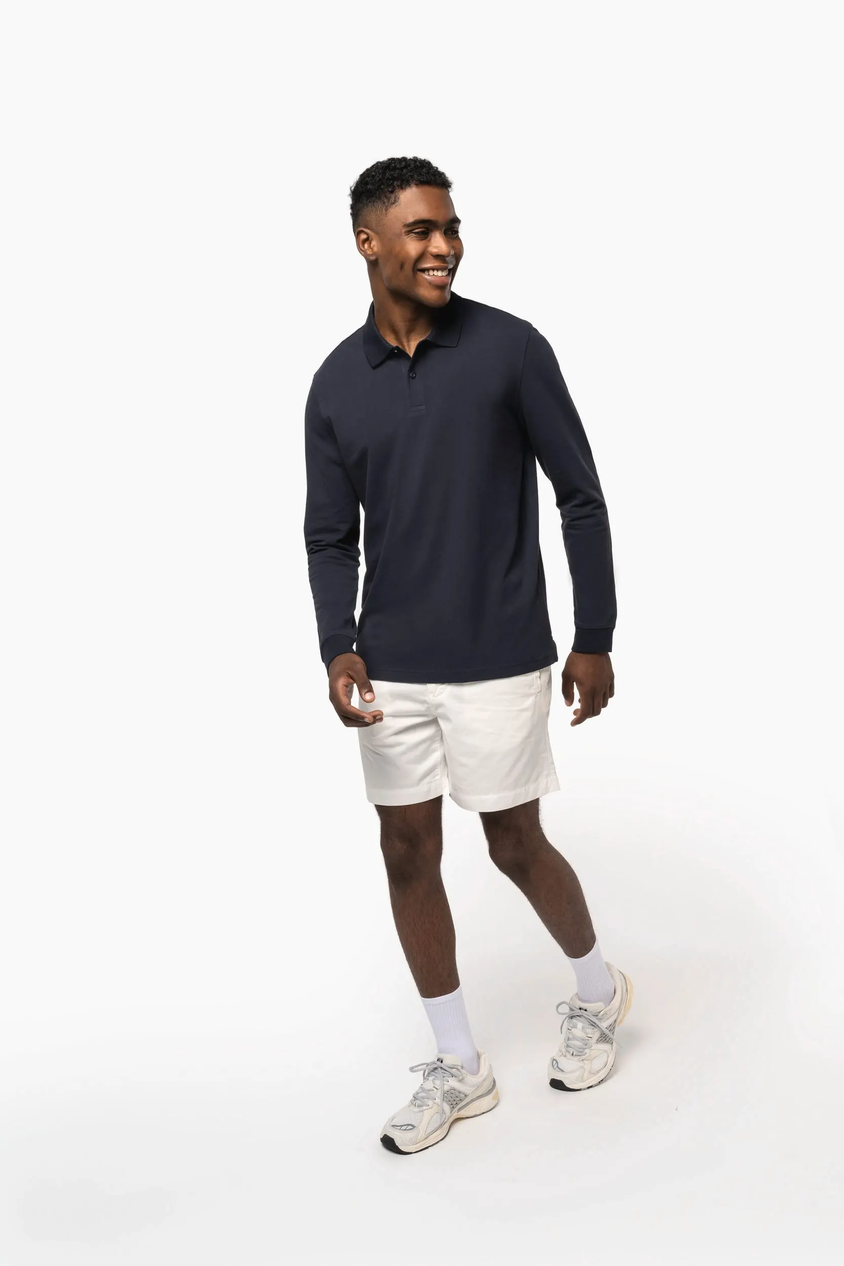 Polo de punto piqué manga larga Bio180 hombre