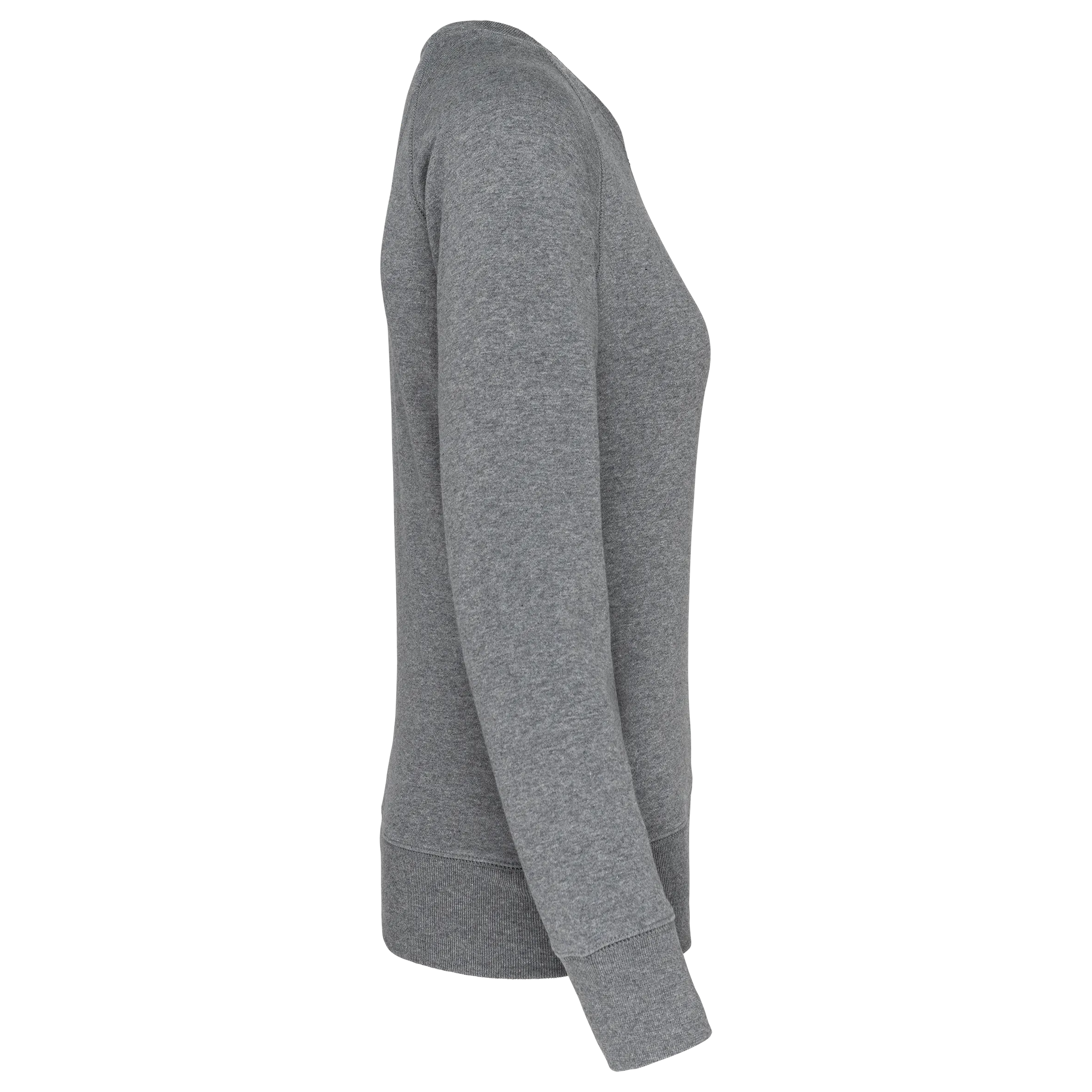 Sudadera algodón orgánico con cuello redondo y mangas raglan de mujer