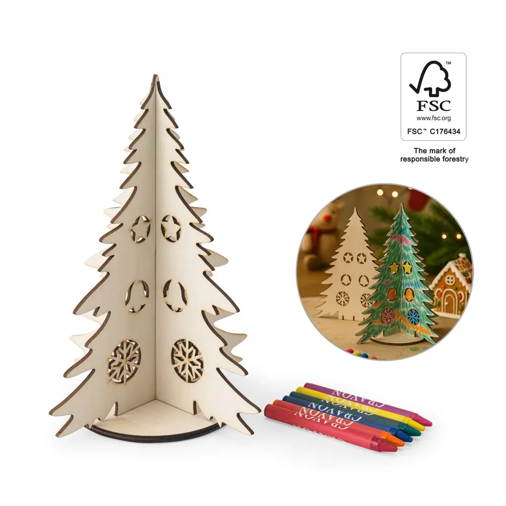PINERY. Árbol de Navidad de madera plegable para colorear