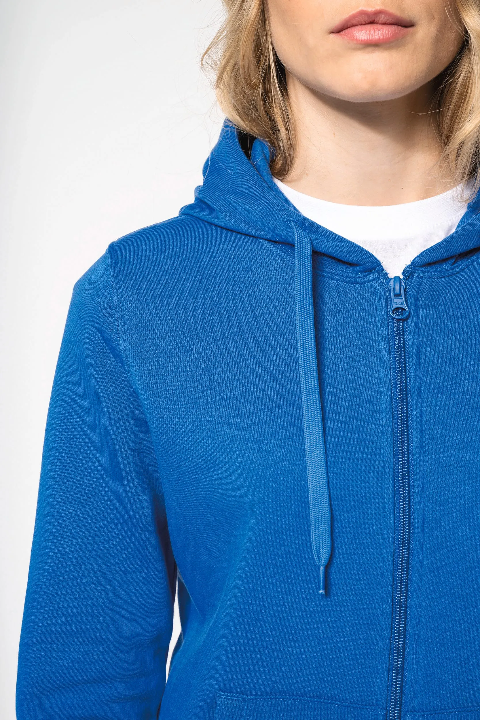 Sudadera con capucha y cremallera ecorresponsable mujer