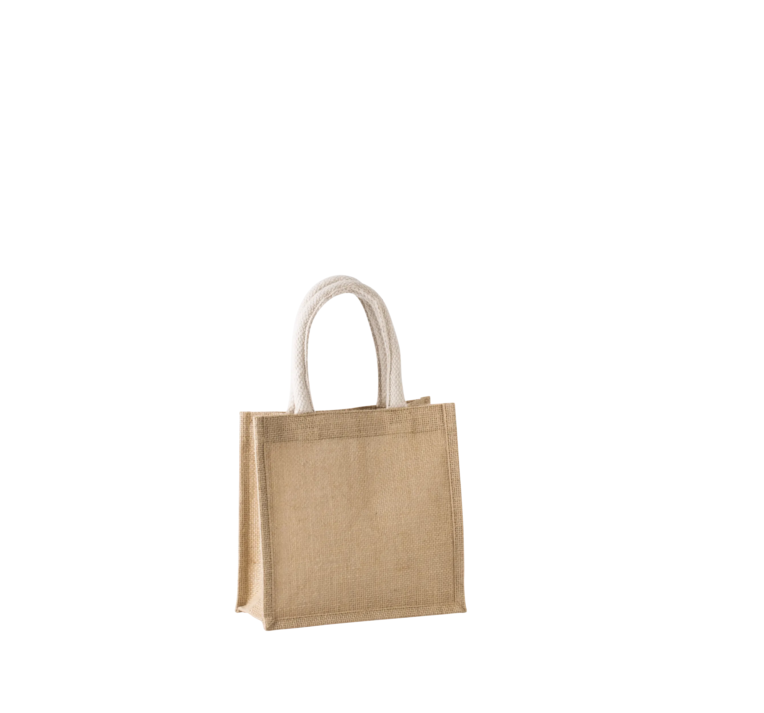 Bolsa estilo tote de tela de yute, modelo pequeño