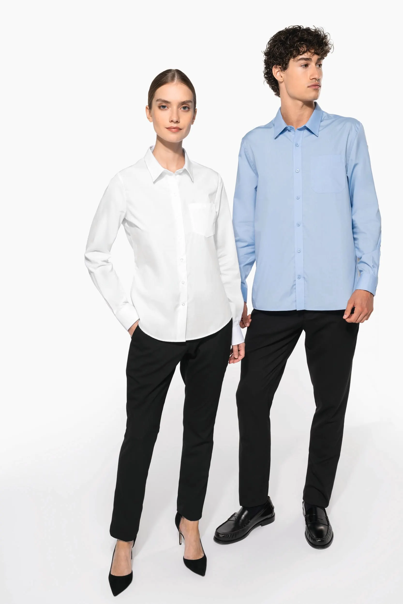 Camisa popelina manga larga mujer