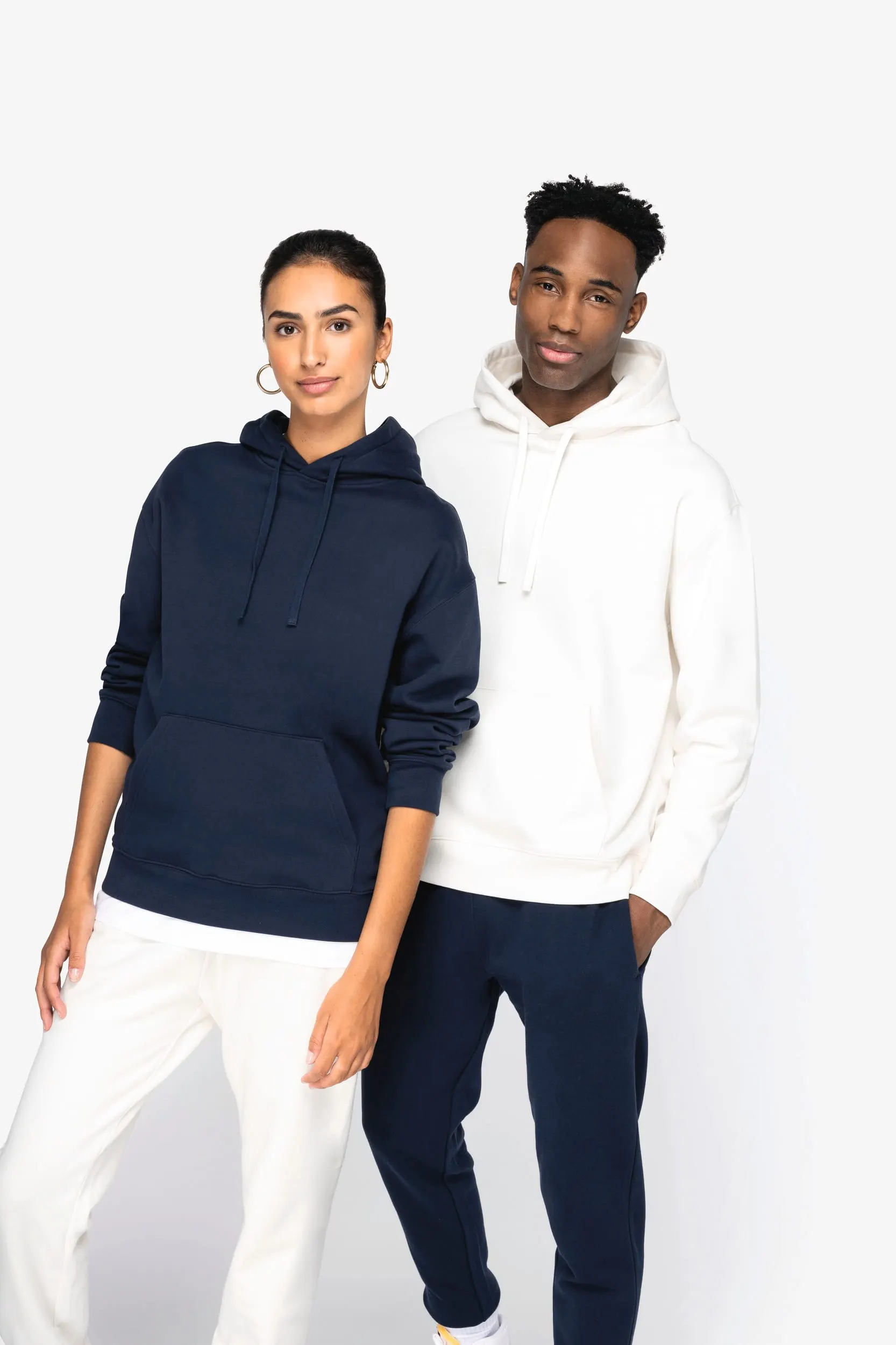 Sudadera ecorresponsable con capucha y hombros caídos felpa perchada unisex