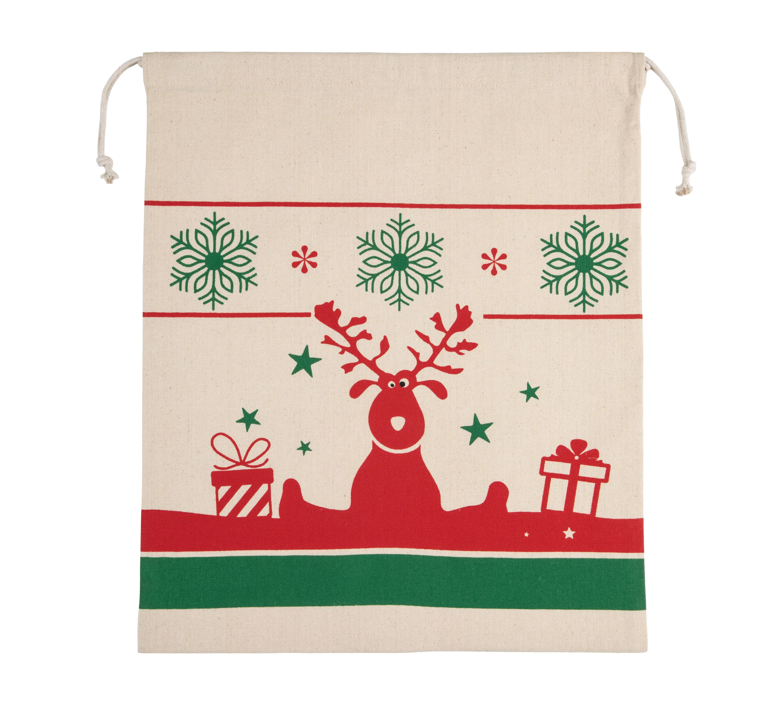 Bolsa con cordón y motivos navideños