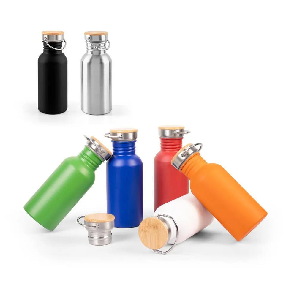 EWING. Botella de acero inoxidable de pared simple (90% reciclada)