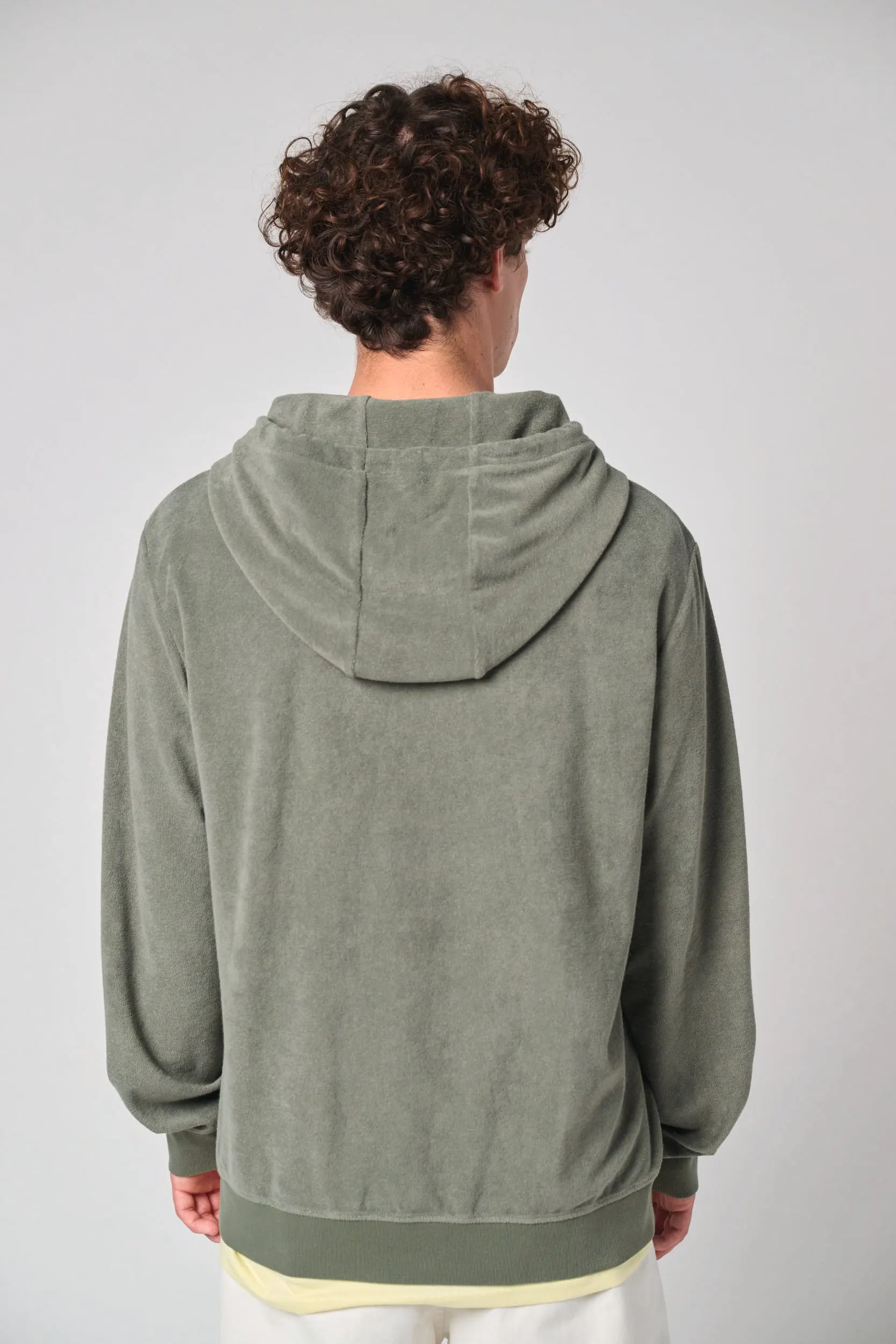 Sudadera ecorresponsable de rizo con capucha y cremallera hombre