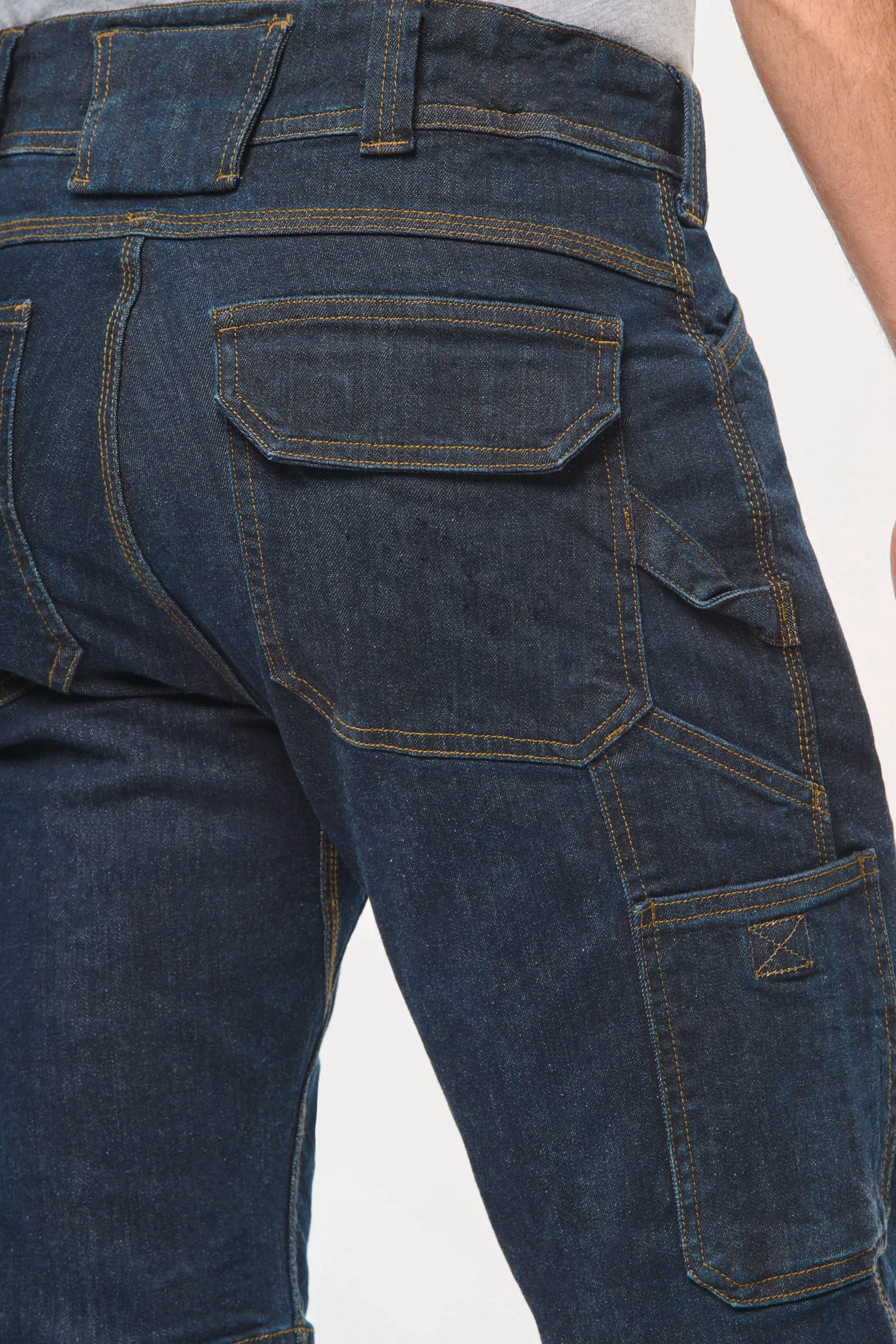 Bermuda denim multibolsillos hombre