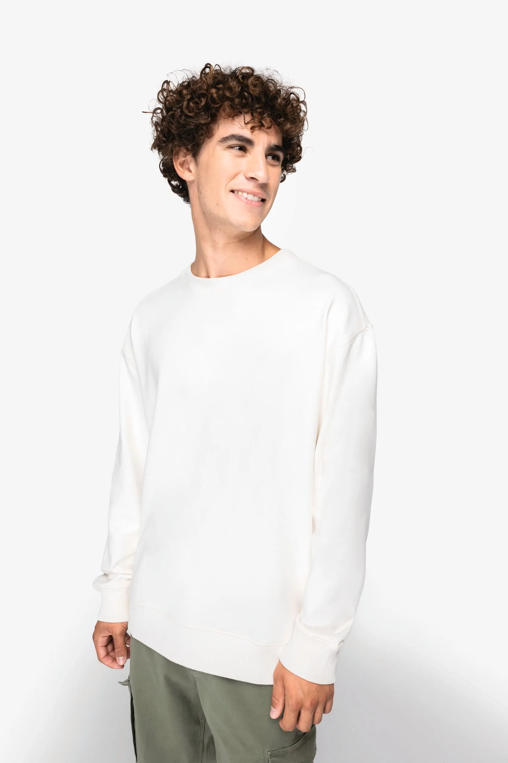 Sudadera ecorresponsable cuello redondo y hombros caídos French Terry unisex