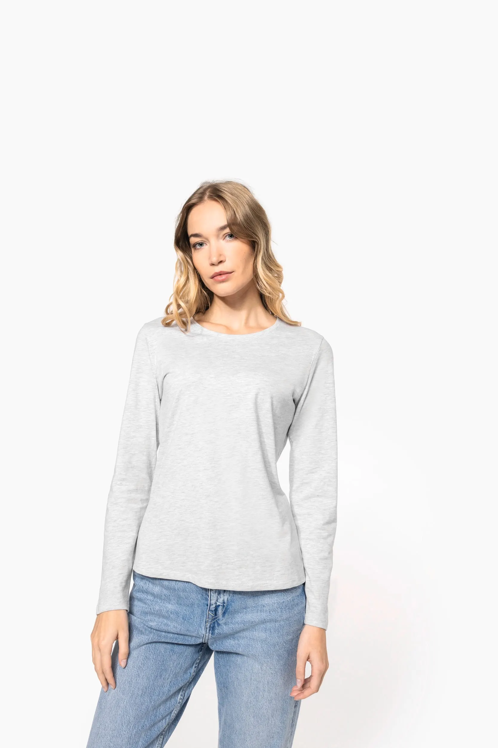 Camiseta manga larga y cuello redondo mujer