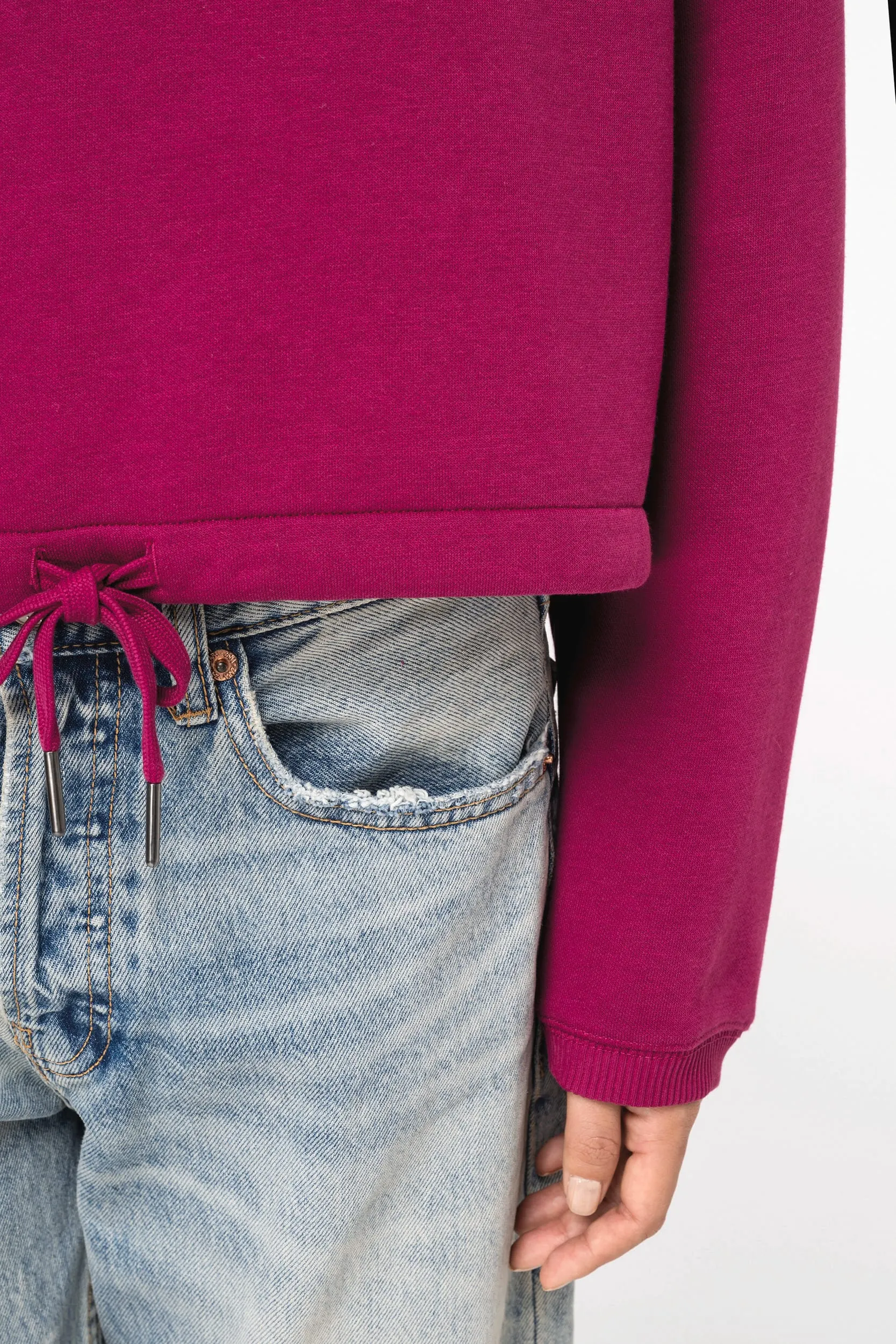 Sudadera ecorresponsable de cuello redondo oversize crop mujer