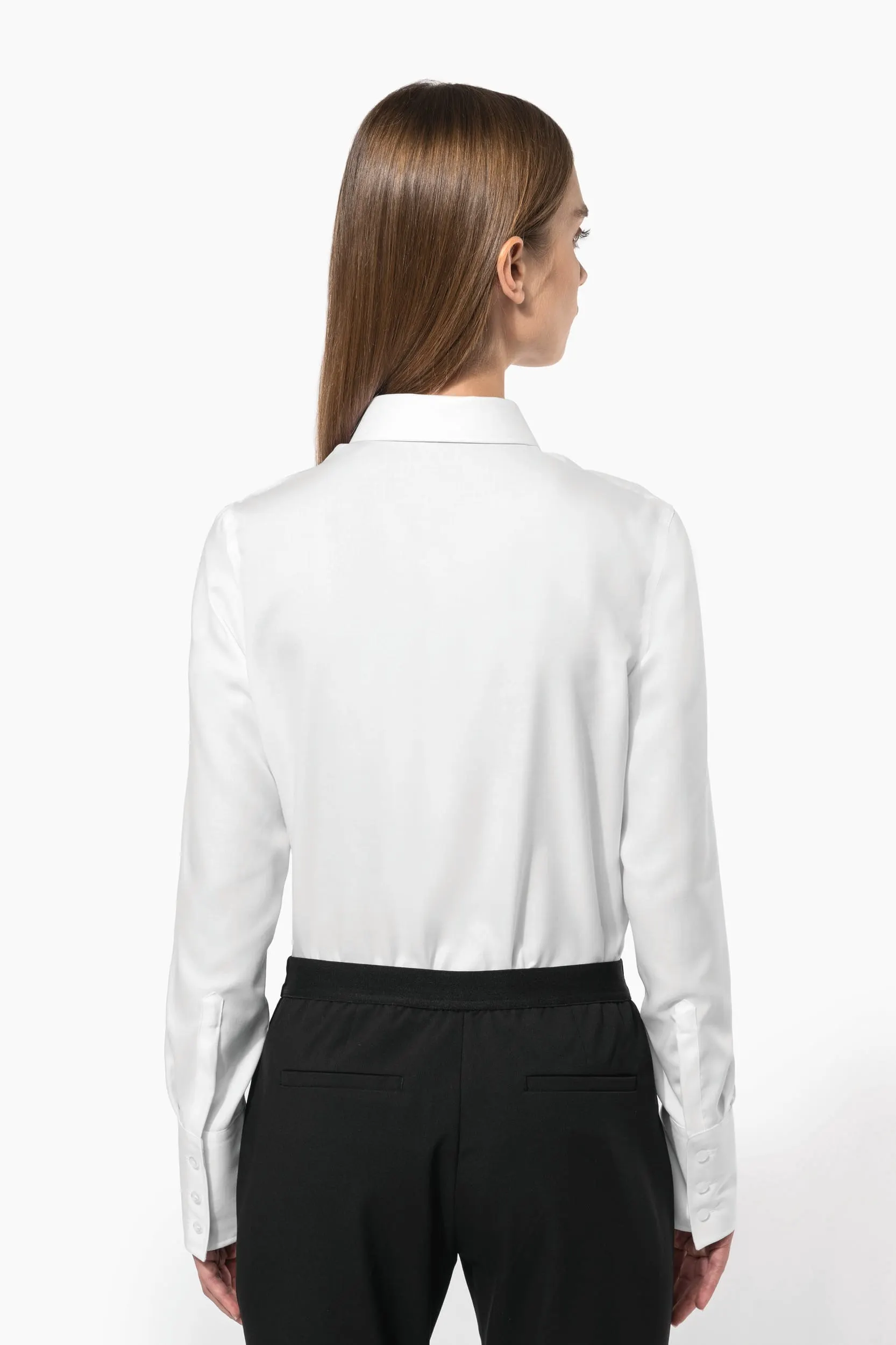 Camisa no-plancha manga larga mujer