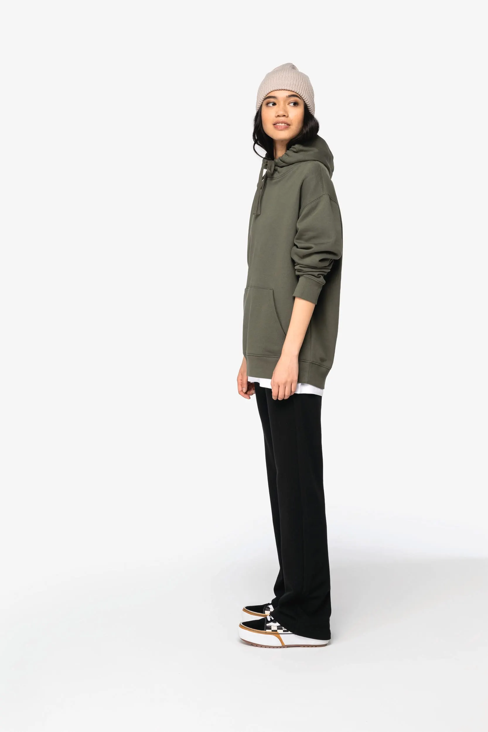 Sudadera ecorresponsable con capucha y hombros caídos felpa perchada unisex