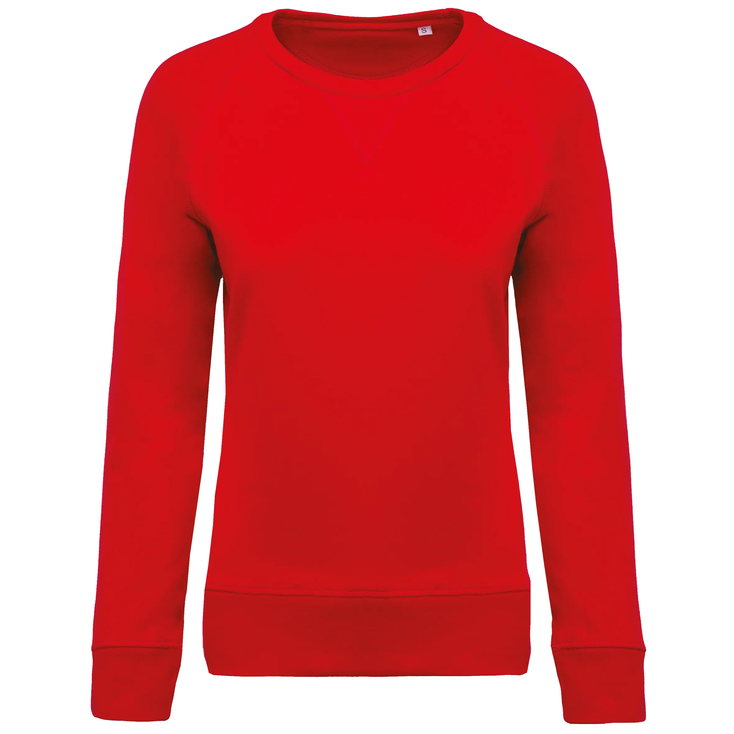 Sudadera algodón orgánico con cuello redondo y mangas raglan de mujer