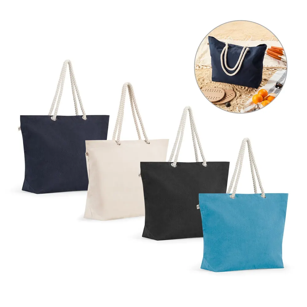 ATHENS. Bolsa de playa en algodón reciclado (70%) y poliéster reciclado (30%) (220 g/m²)