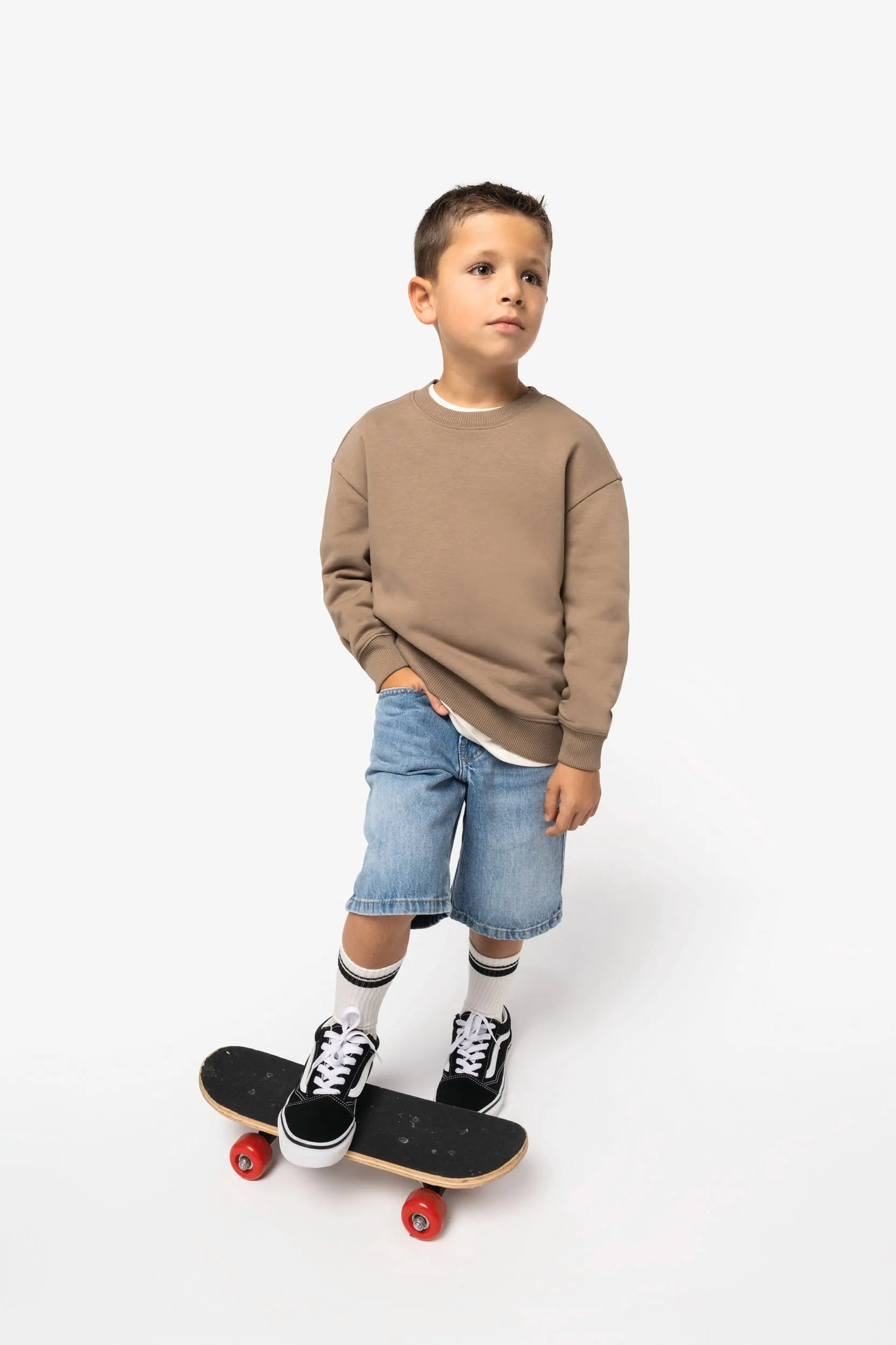 Sudadera ecorresponsable de cuello redondo oversize infantil