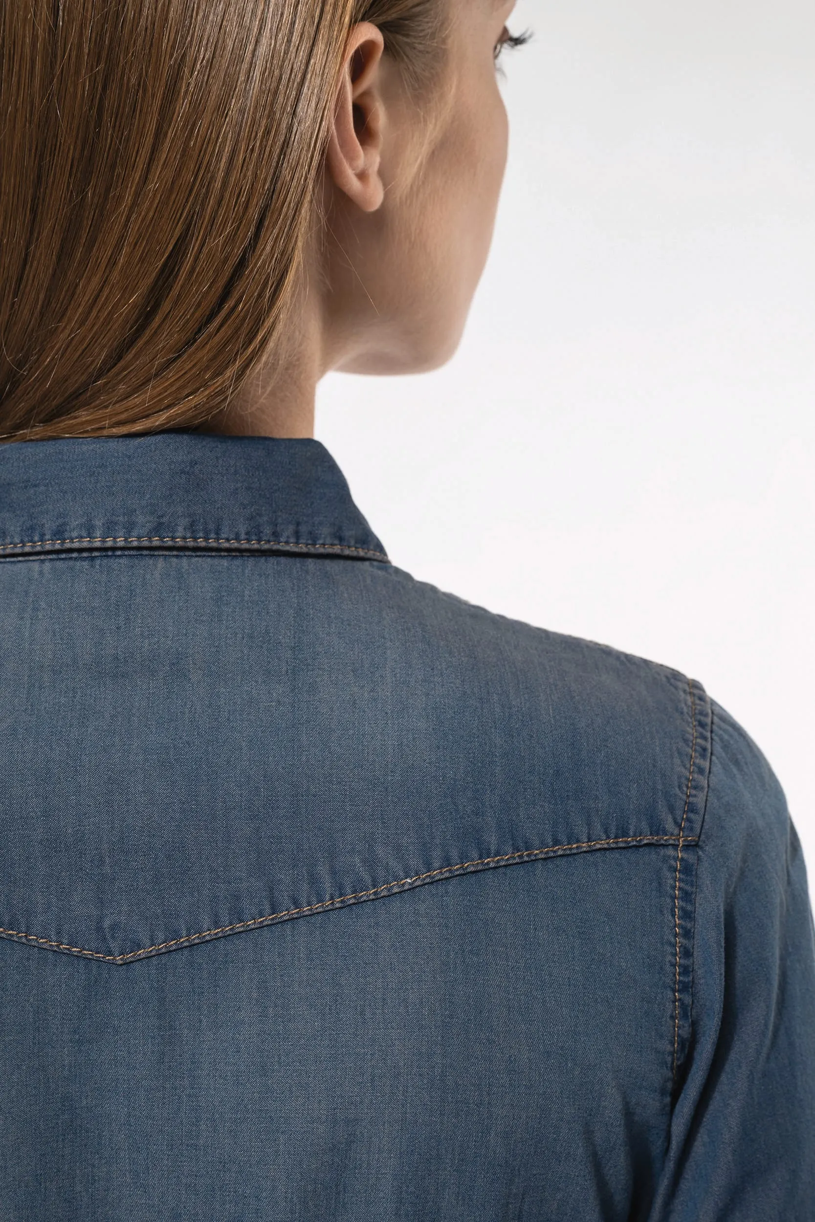 Camisa denim manga larga mujer