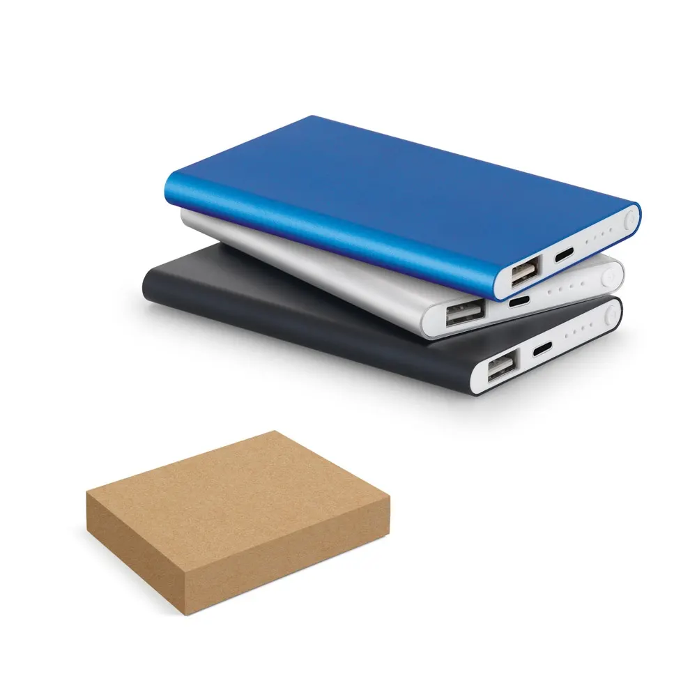 MARCET. Power bank slim 4'000 mAh, fabricado en ABS reciclado (70 % rABS) y aluminio reciclado (30 % rAL)