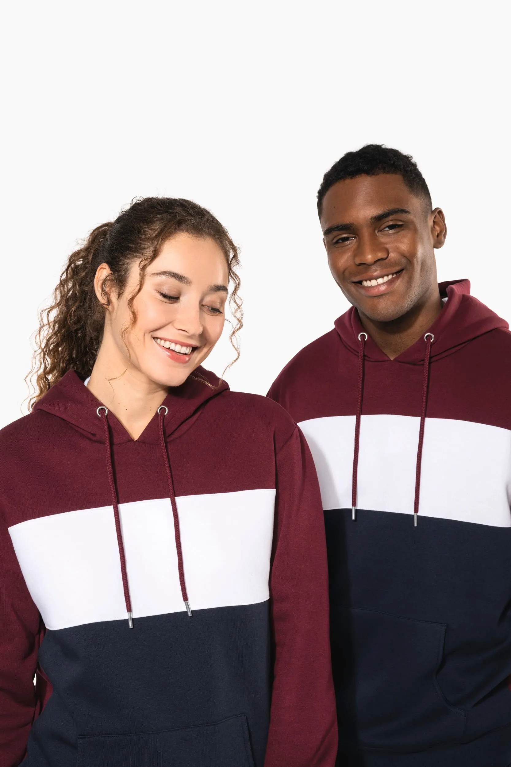 Sudadera tricolor con capucha unisex