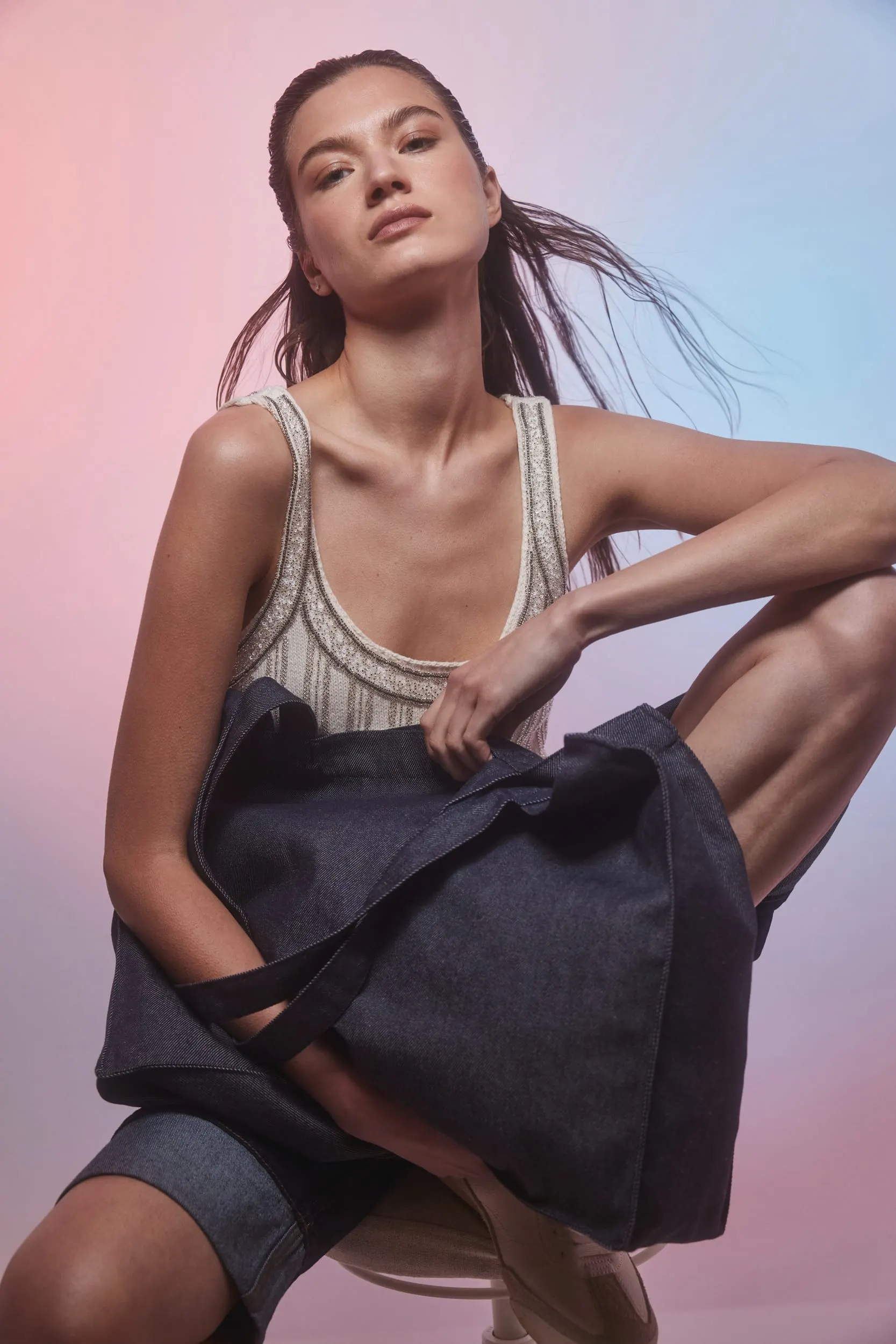 Bolsa shopper denim grande