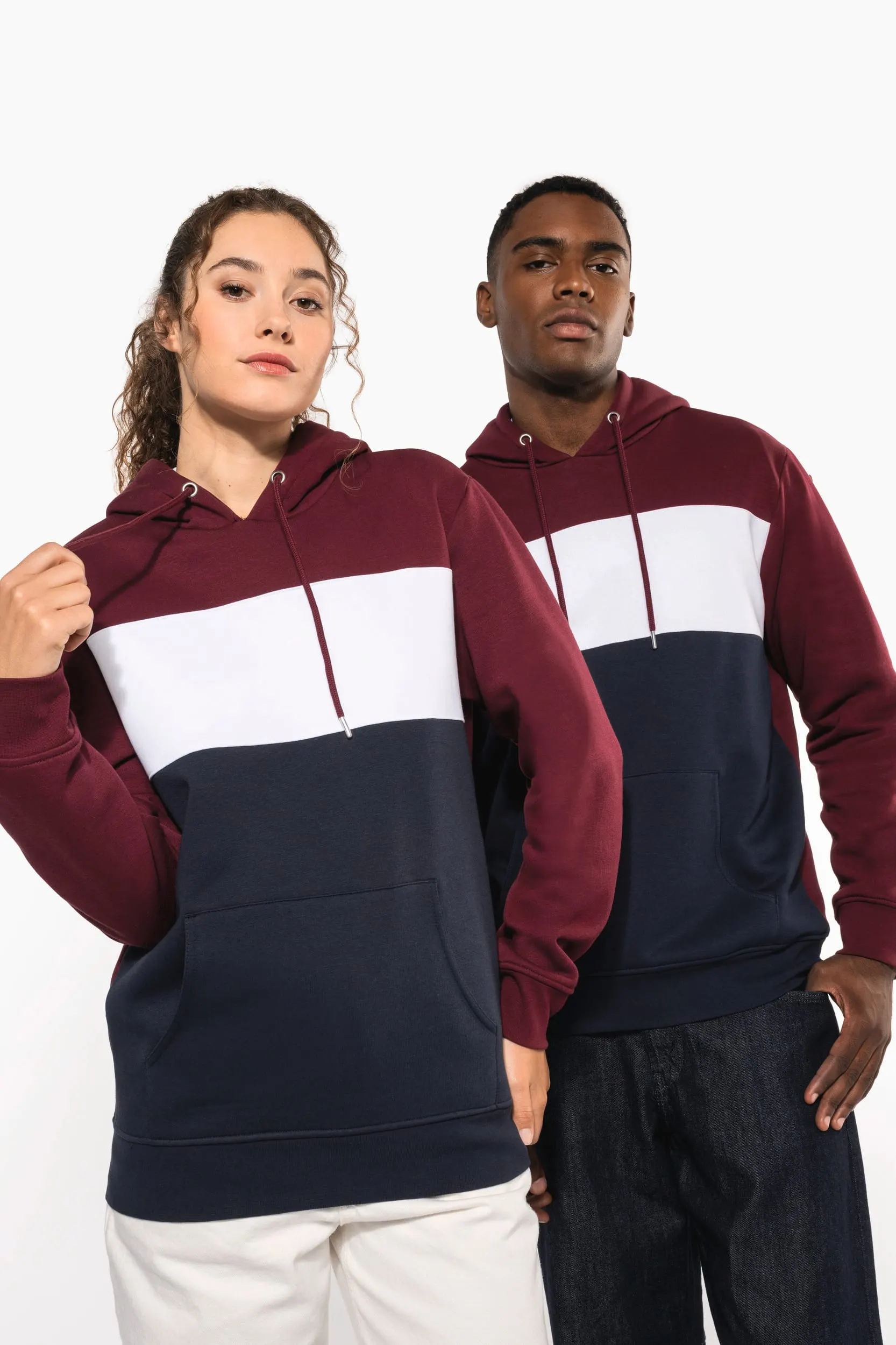 Sudadera tricolor con capucha unisex