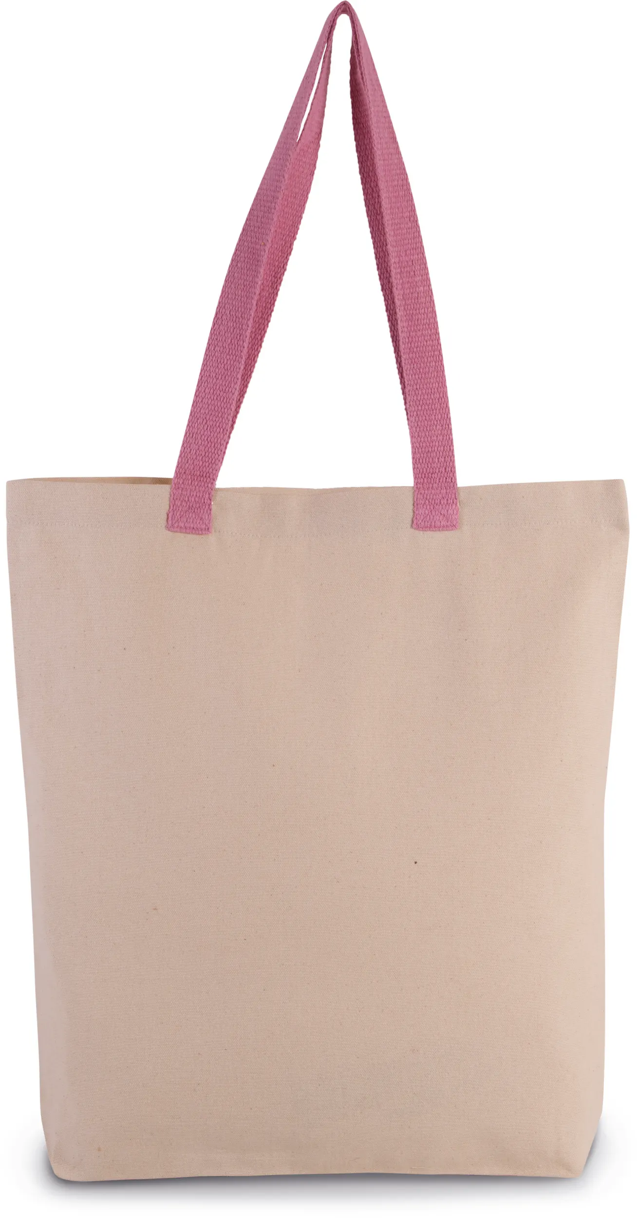 Bolsa shopper tejido canvas con fuelle y asas contrastadas
