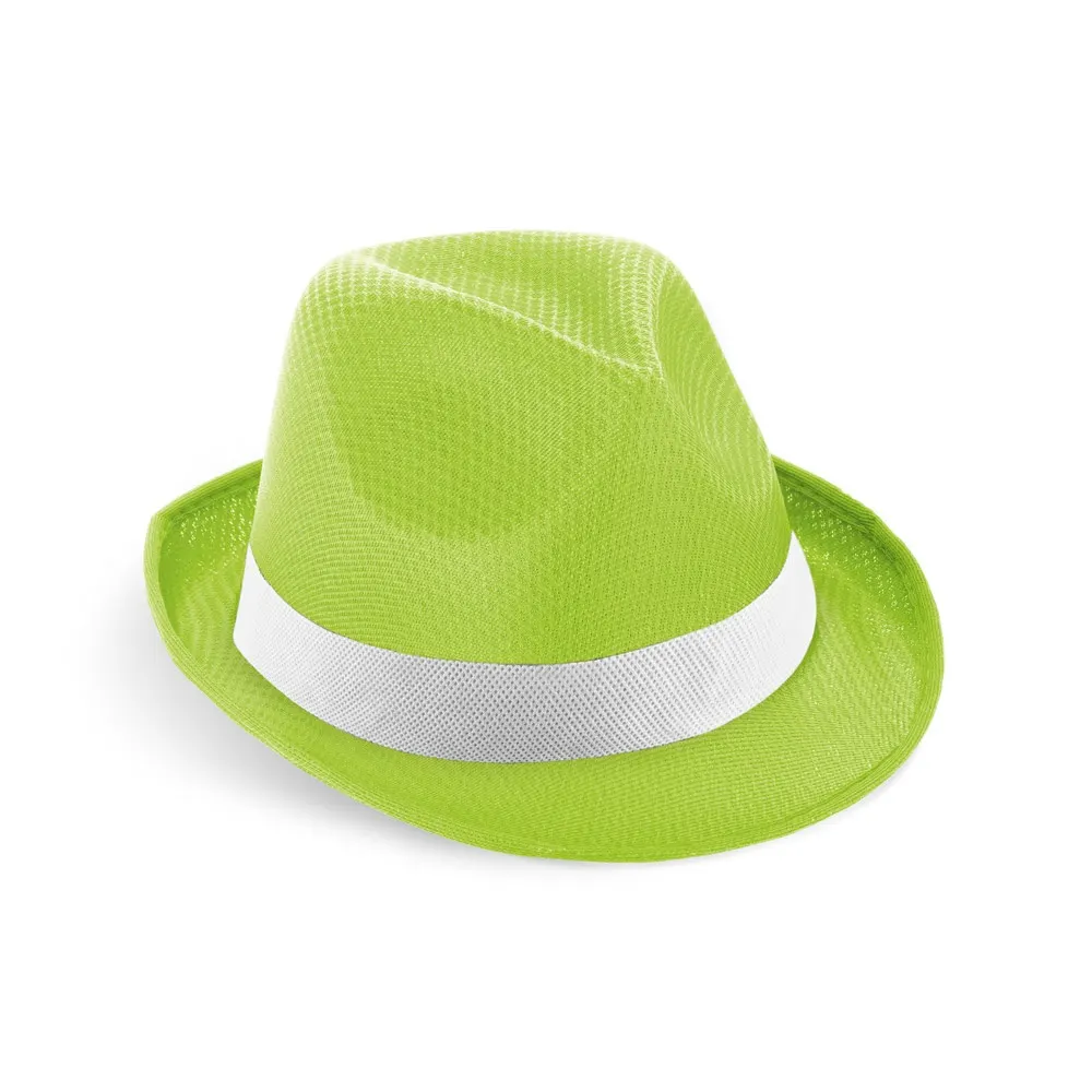 MANOLO POLI. Gorro en PP con cinta de poliéster blanca
