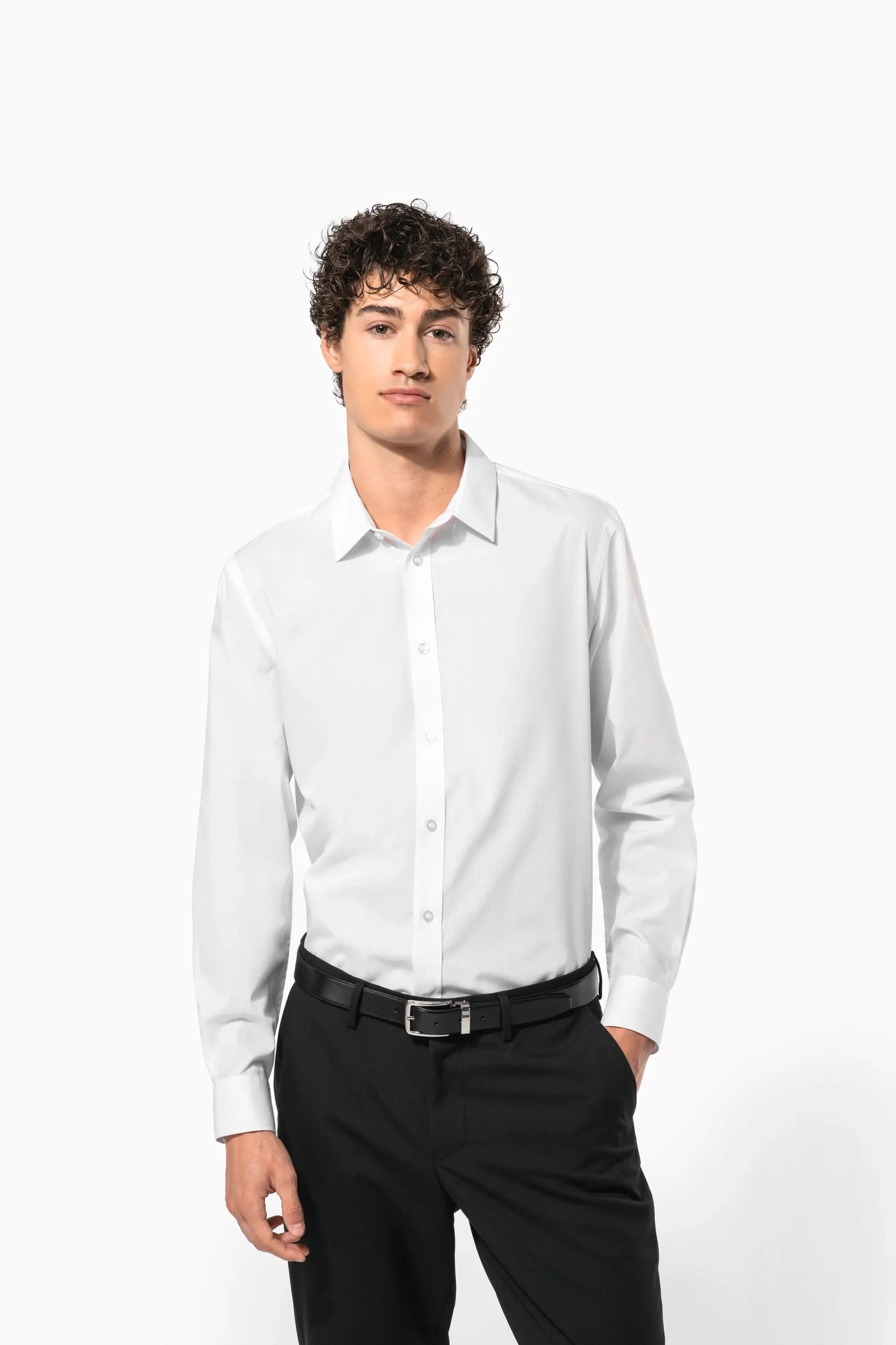 Camisa de popelina de polialgodón de fácil cuidado para hombre