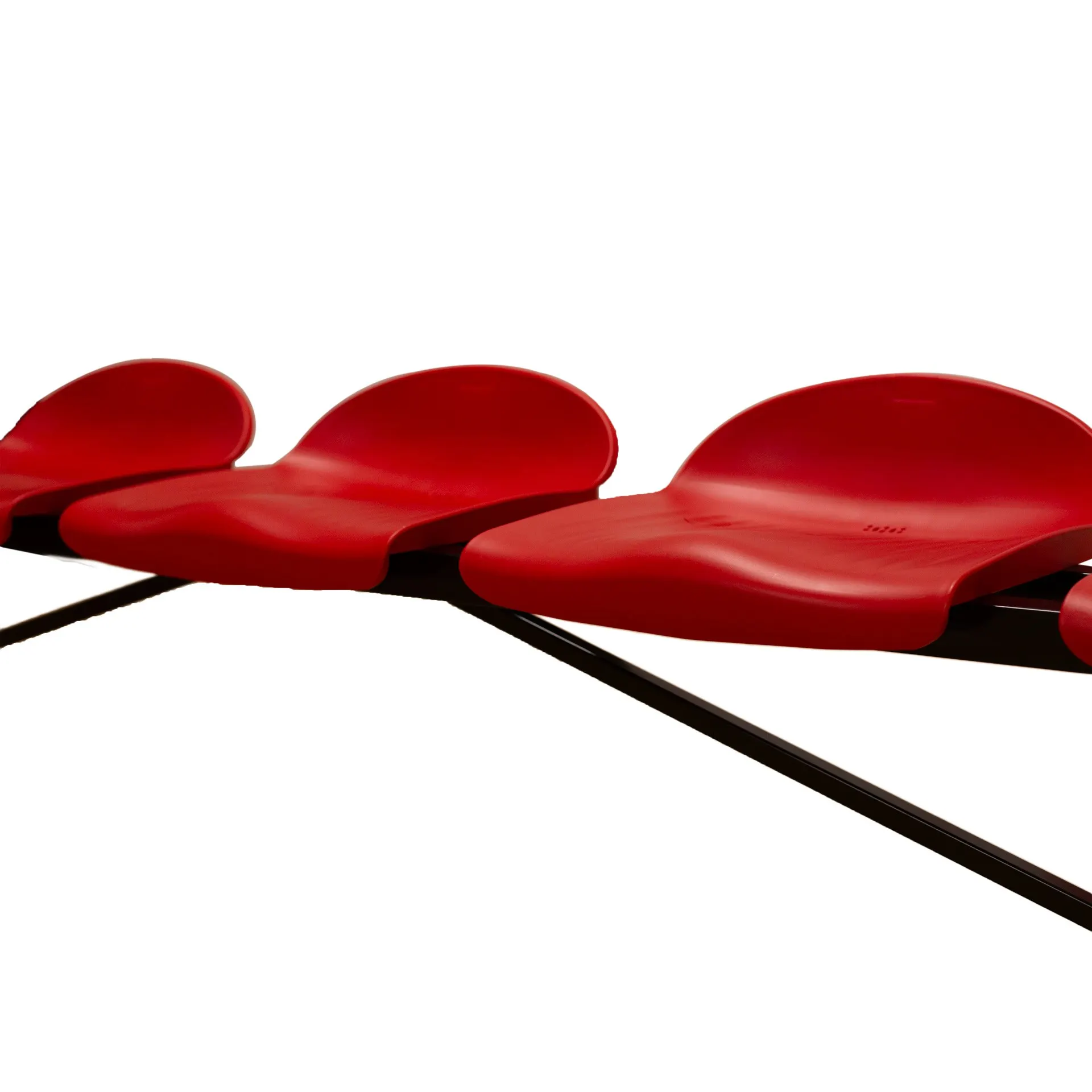 BANCO METÁLICO CON ASIENTOS ROJO PVC -5 PLAZAS- RESPALDO BAJO