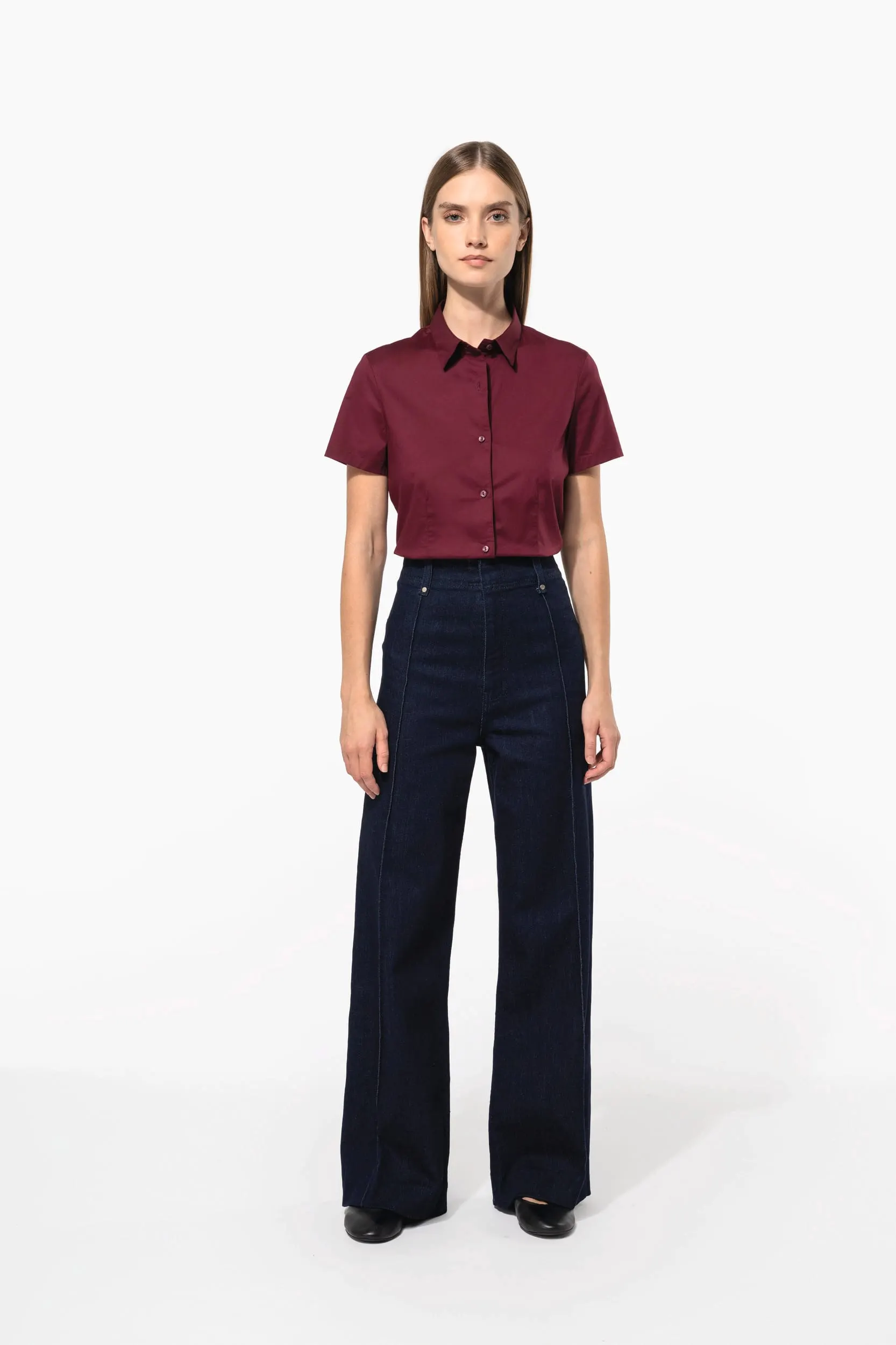 Camisa stretch manga corta mujer
