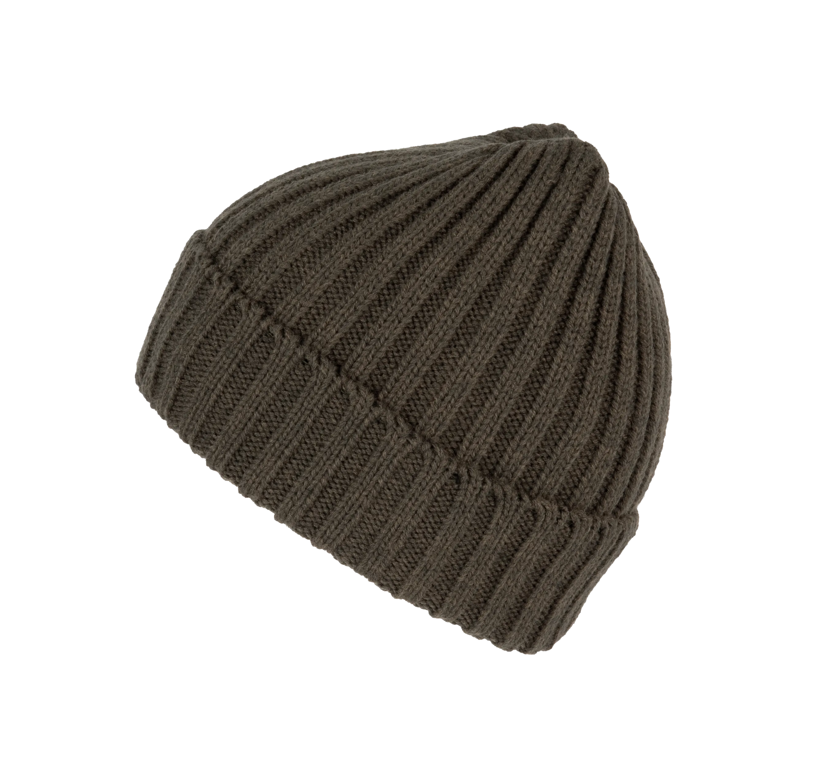 Gorro de punto canalé 2 x 1 con dobladillo